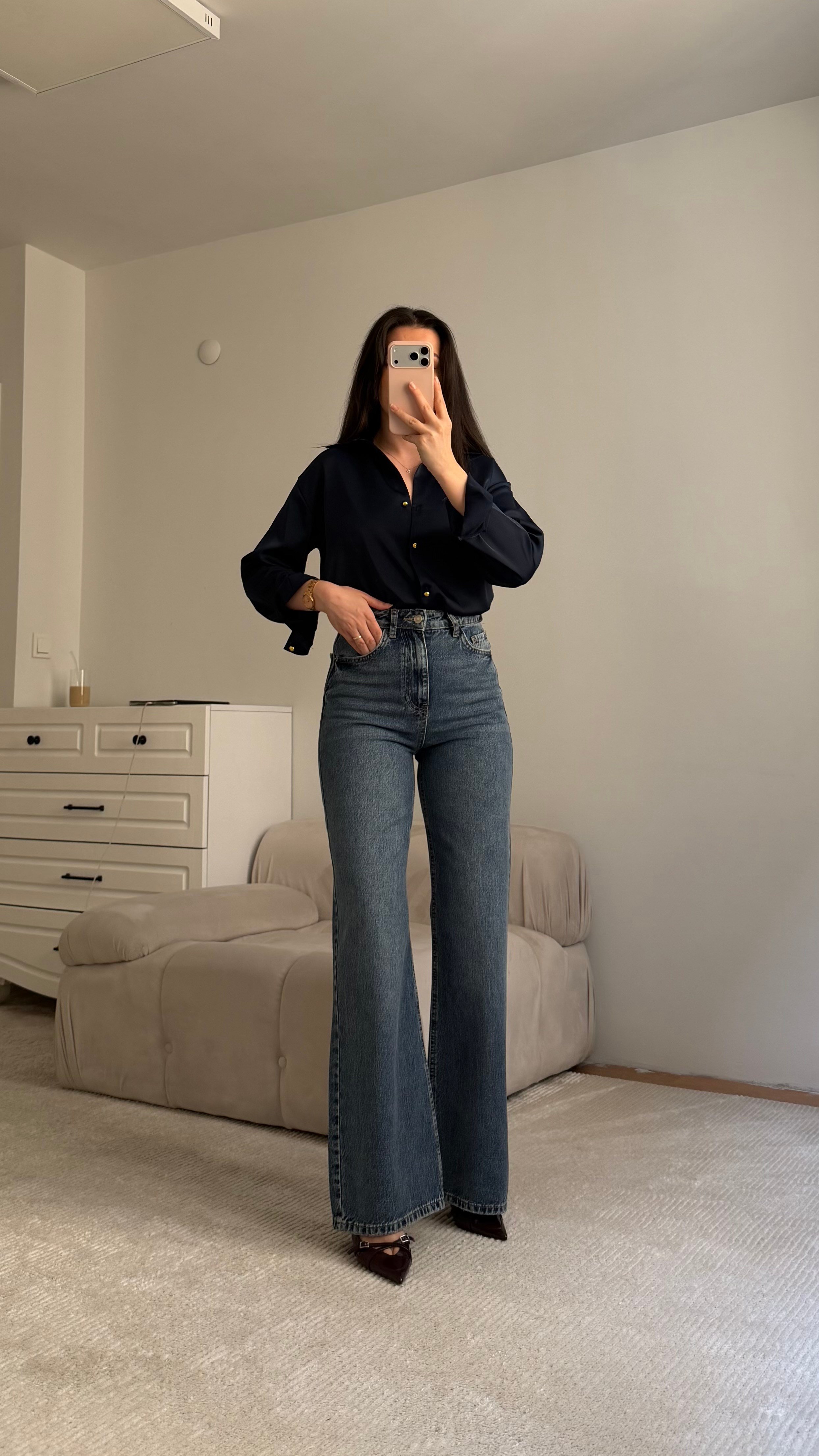 Marka Mavi Bol Paça Düz Kesim Jean