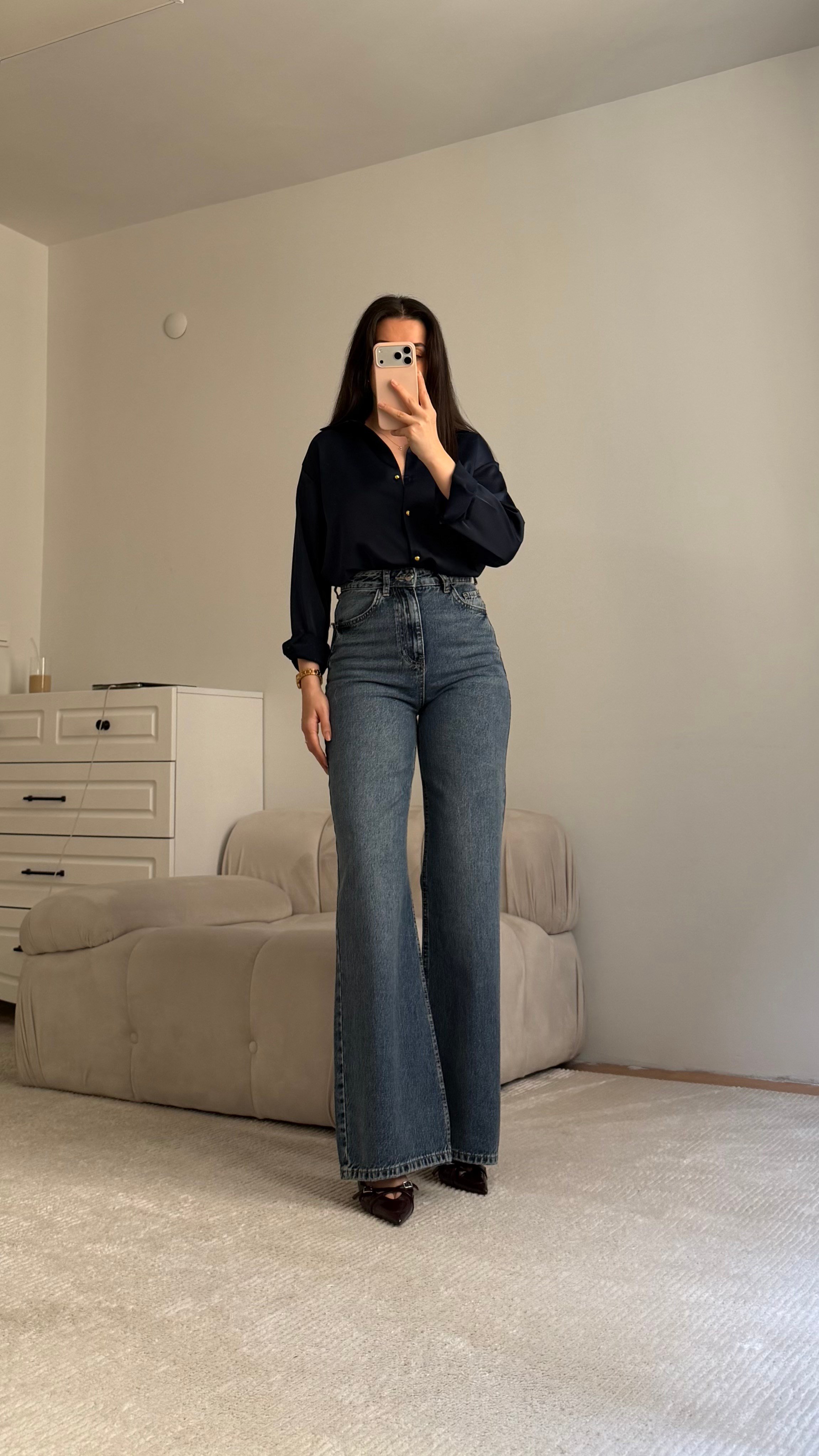 Marka Mavi Bol Paça Düz Kesim Jean