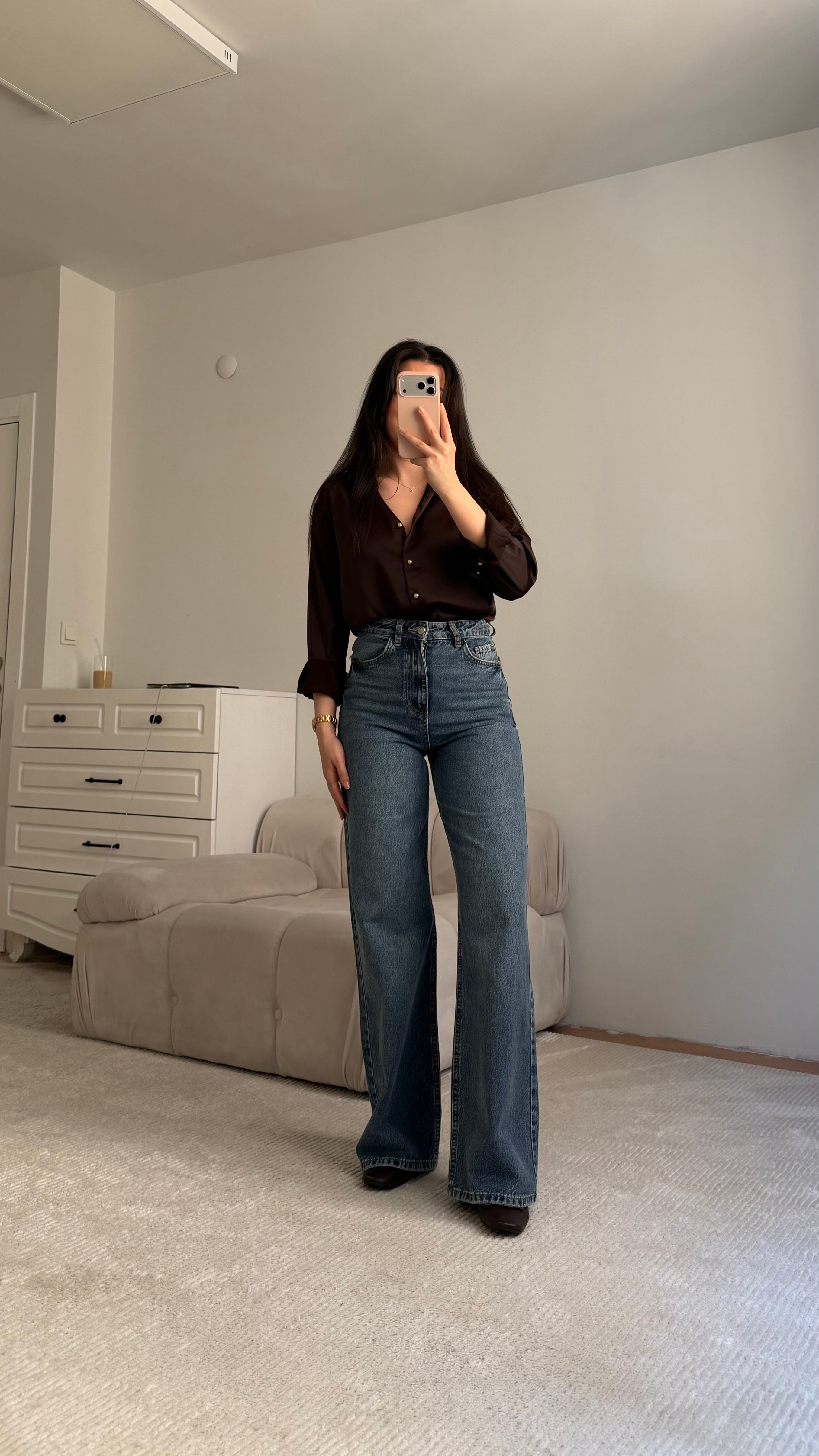 Marka Mavi Bol Paça Düz Kesim Jean