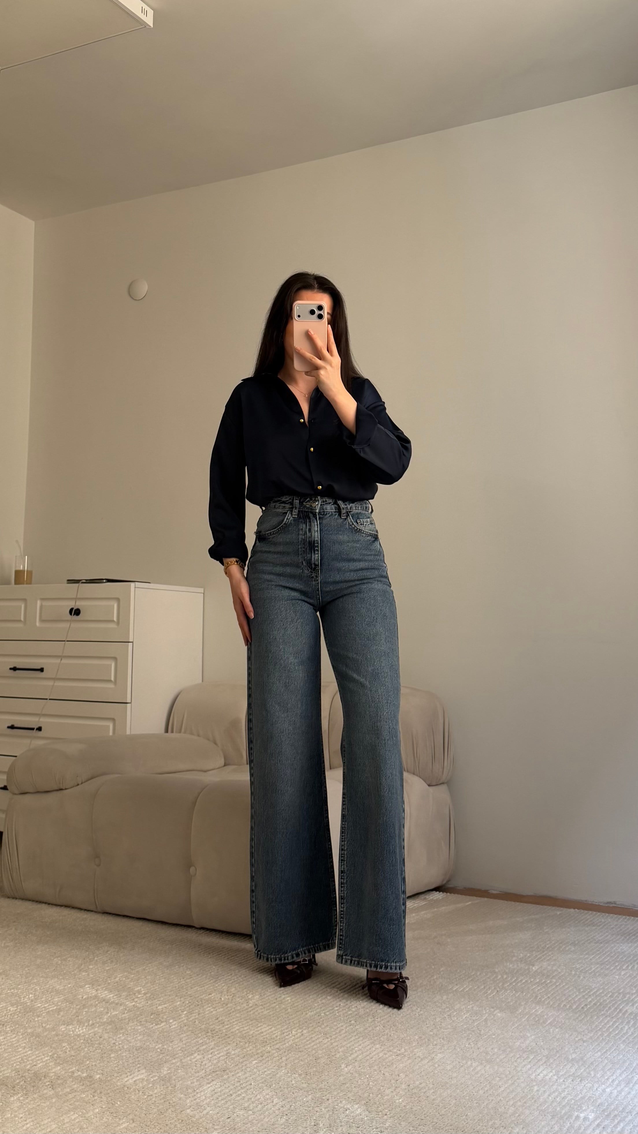Marka Mavi Bol Paça Düz Kesim Jean