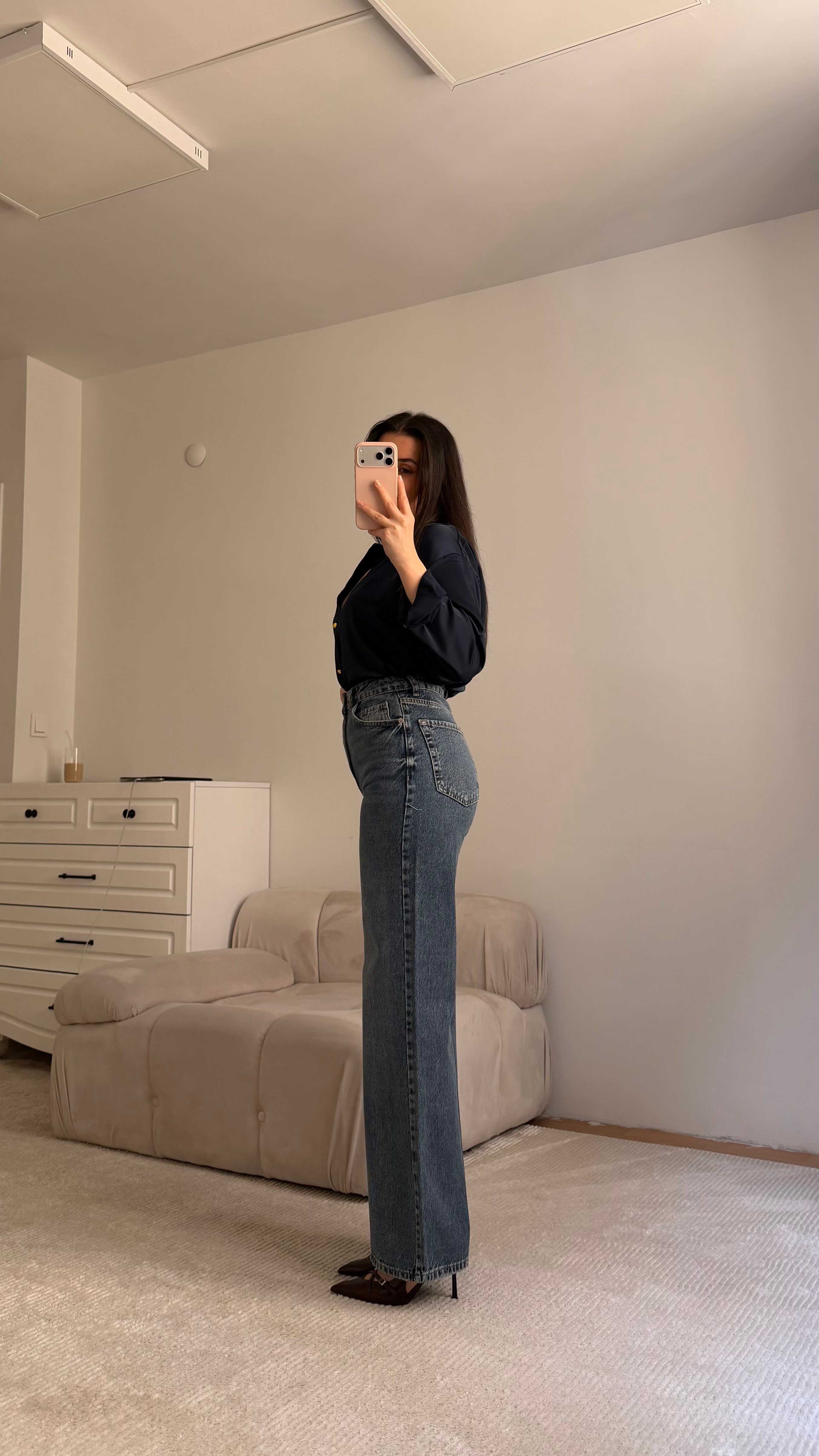 Marka Mavi Bol Paça Düz Kesim Jean