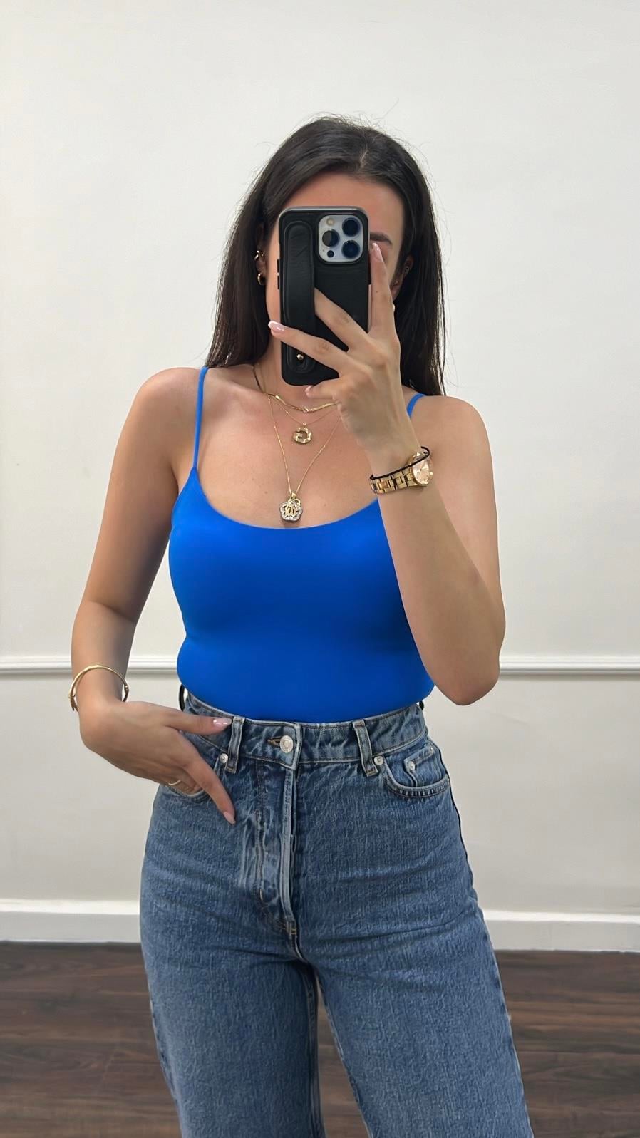 Marka Mavi İp Askı Çift Katlı Bodysuit