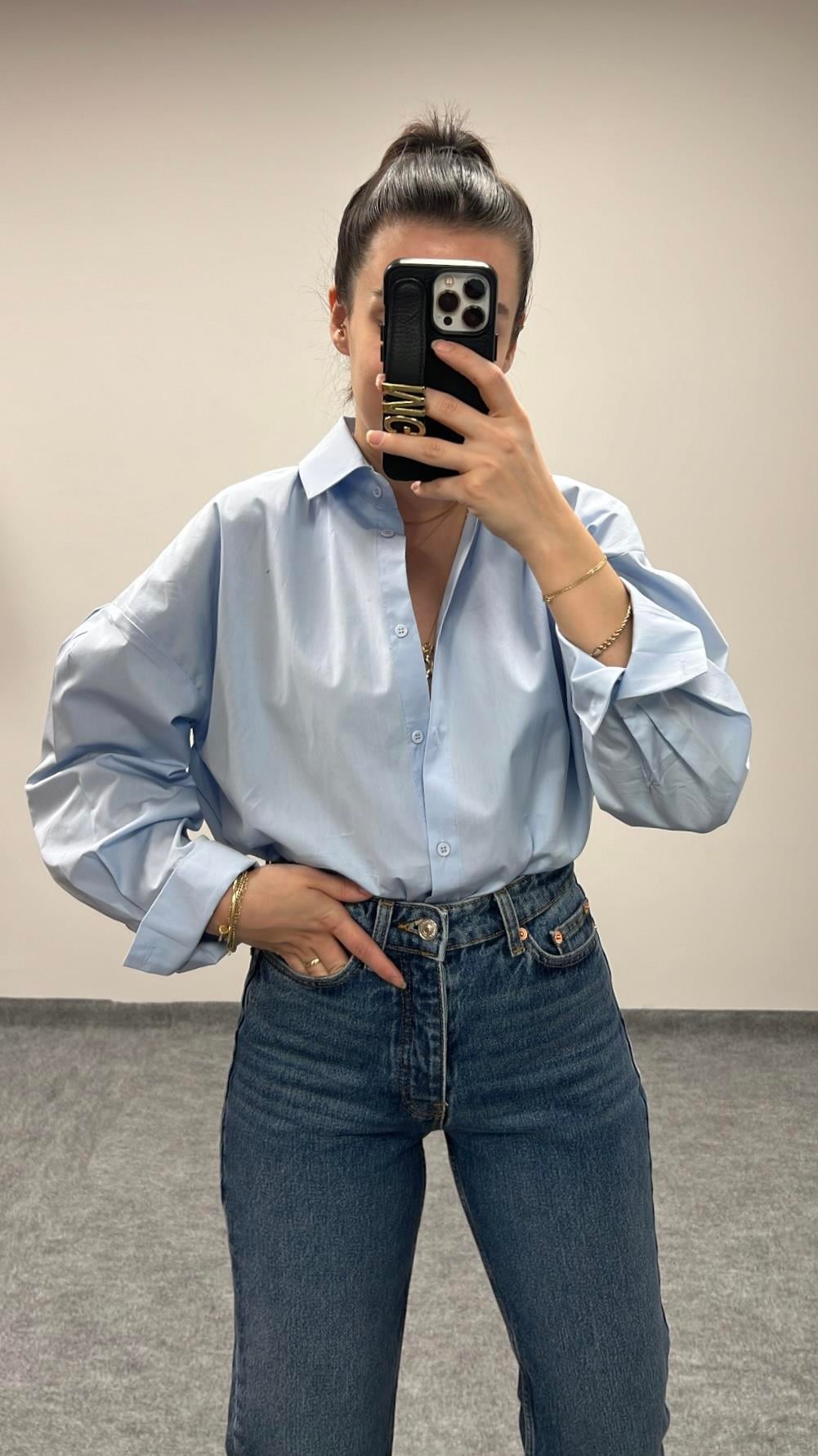 MARKA MAVİ POPLİN GÖMLEK