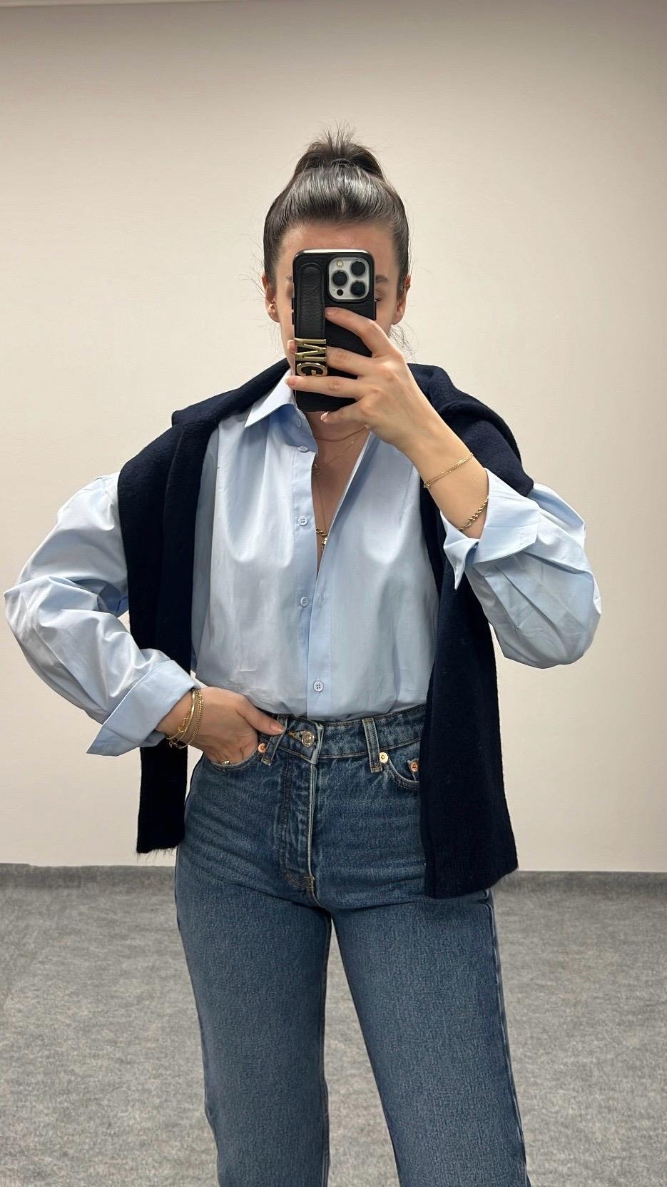 MARKA MAVİ POPLİN GÖMLEK