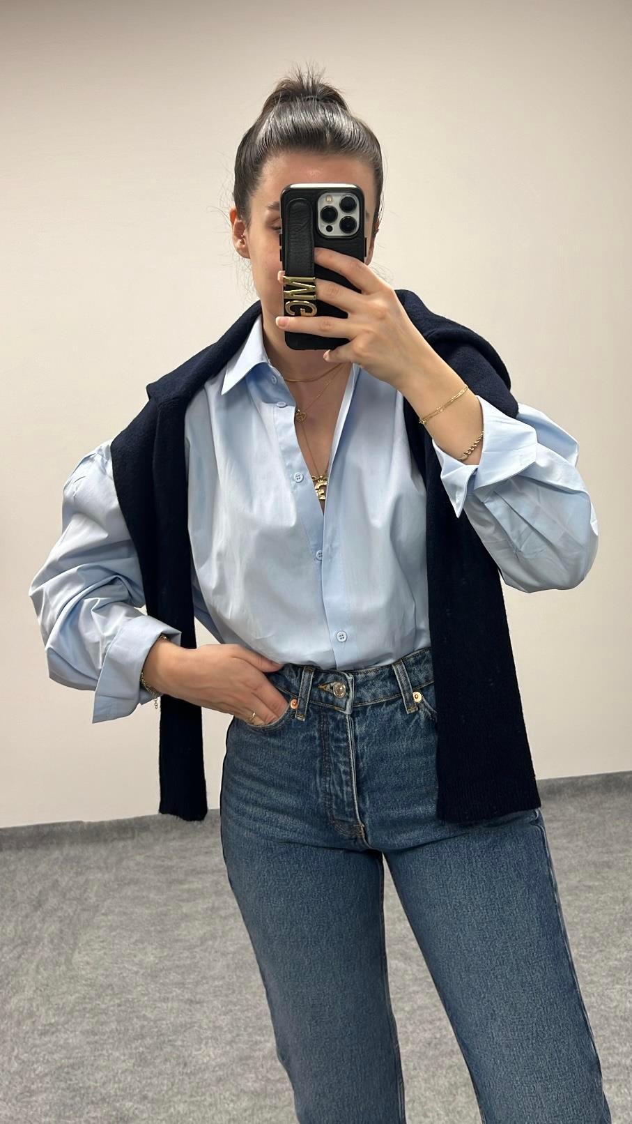 MARKA MAVİ POPLİN GÖMLEK