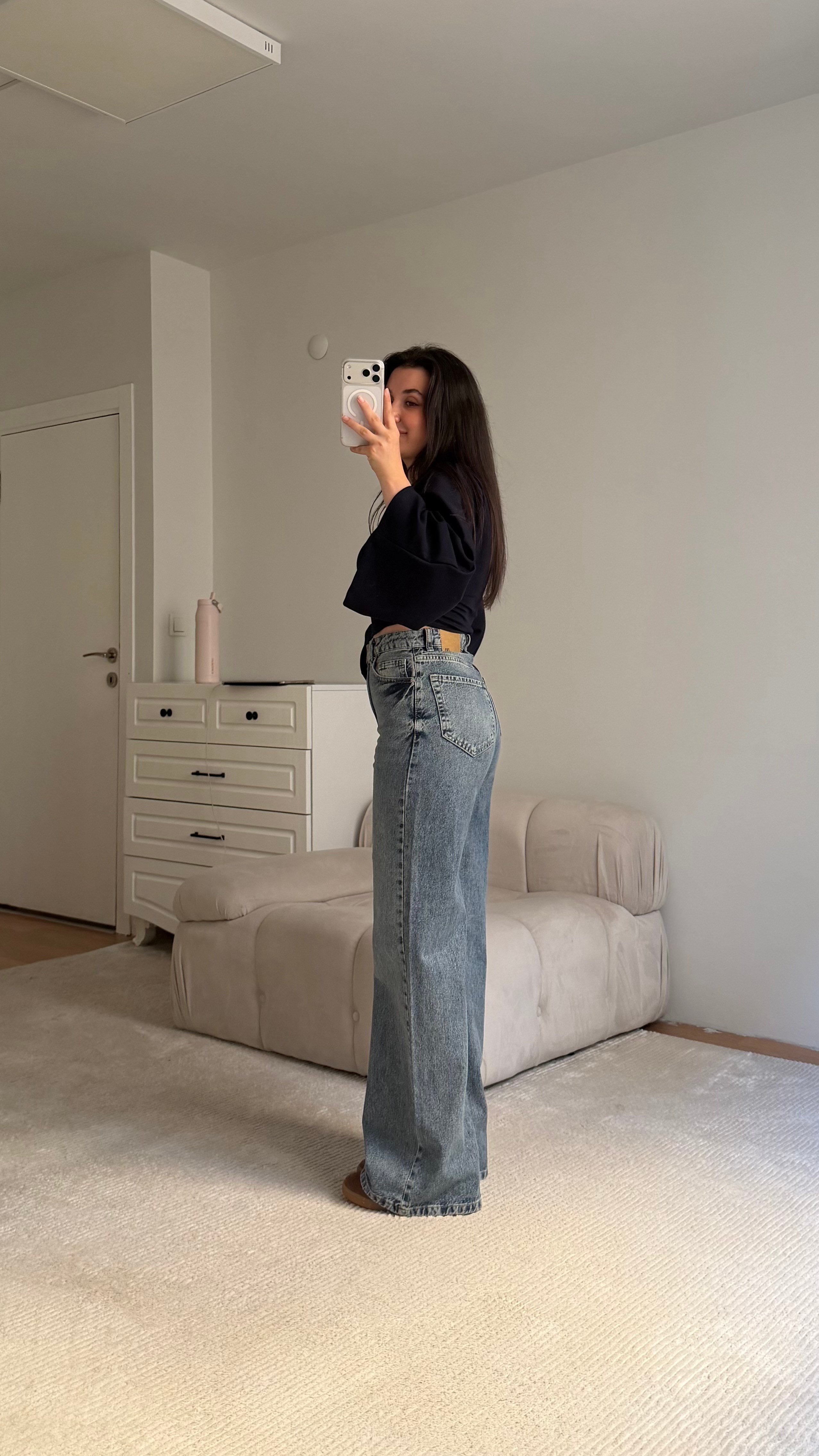 Marka Mavi Yıkamalı Bol Paça Düz Kesim Jean