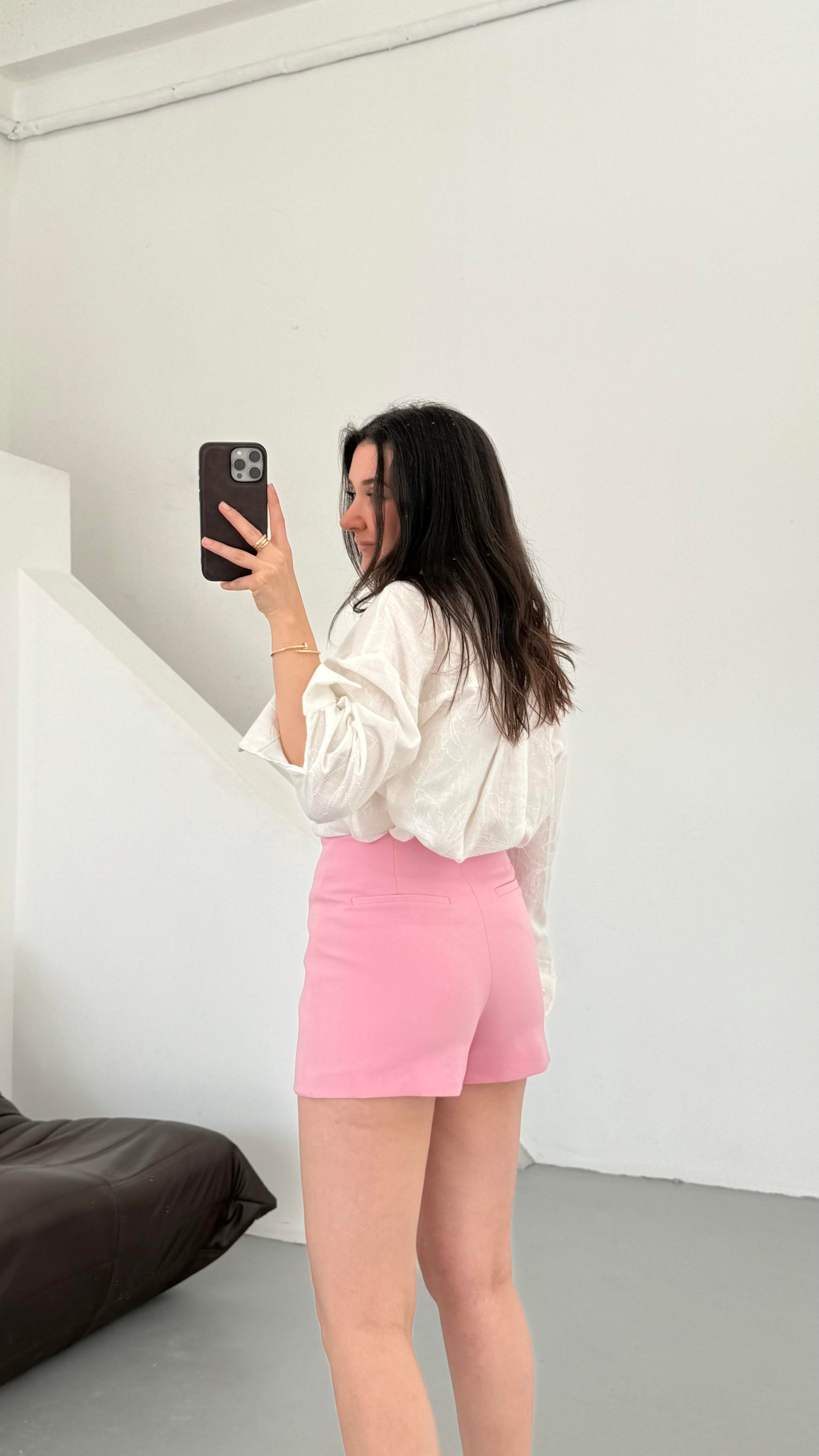 Marka Pembe Mini Şort Etek