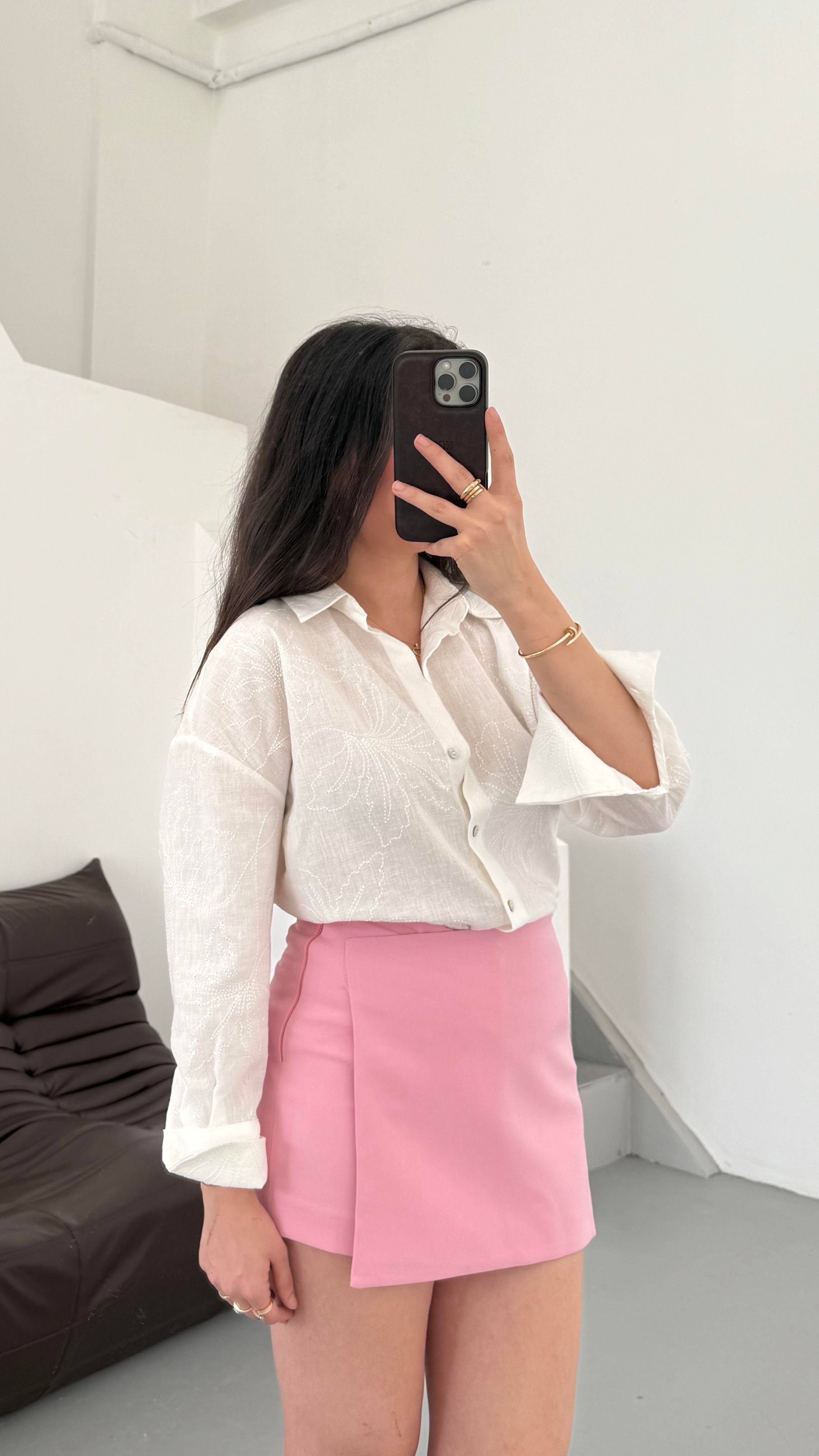 Marka Pembe Mini Şort Etek