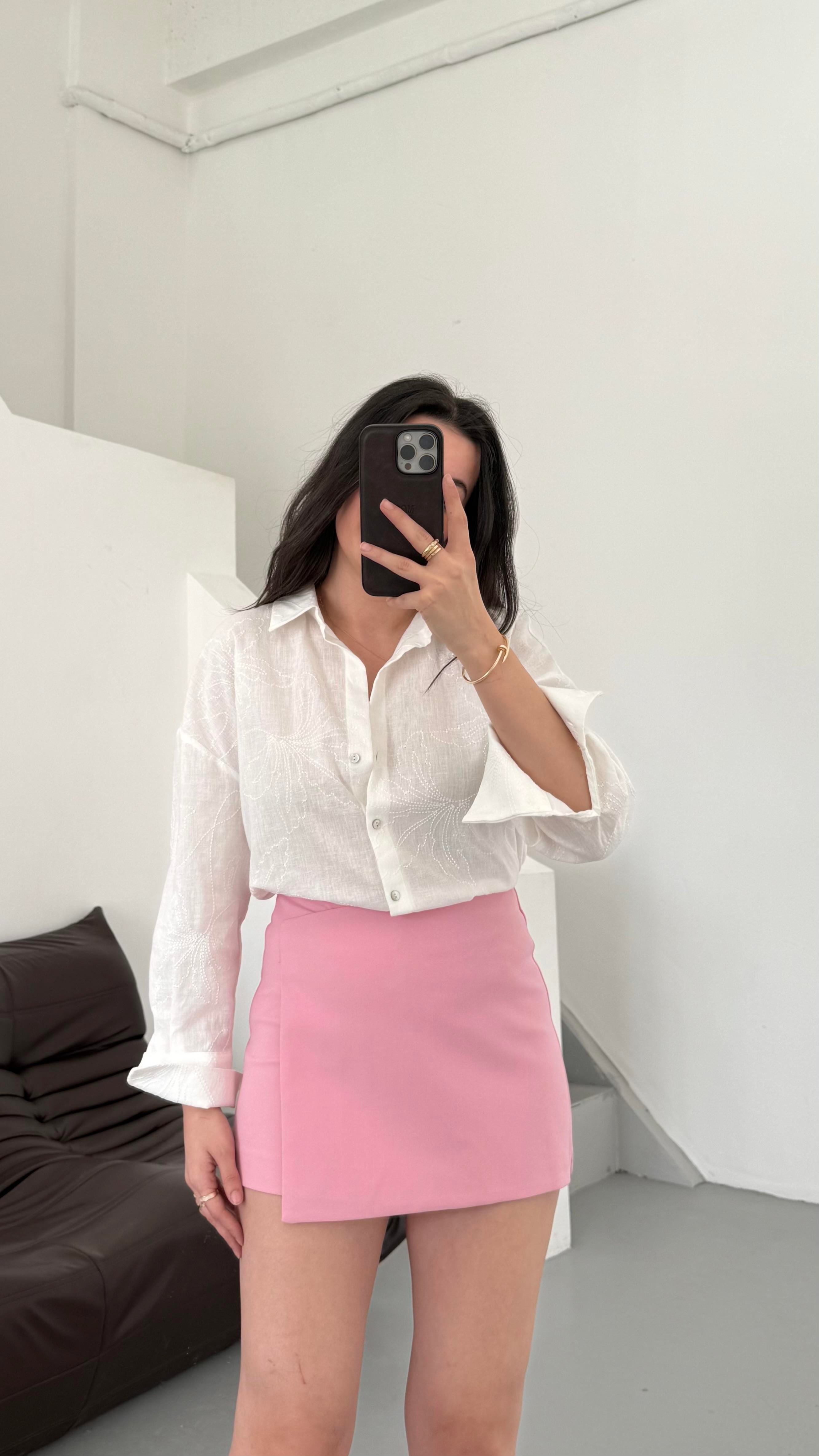 Marka Pembe Mini Şort Etek