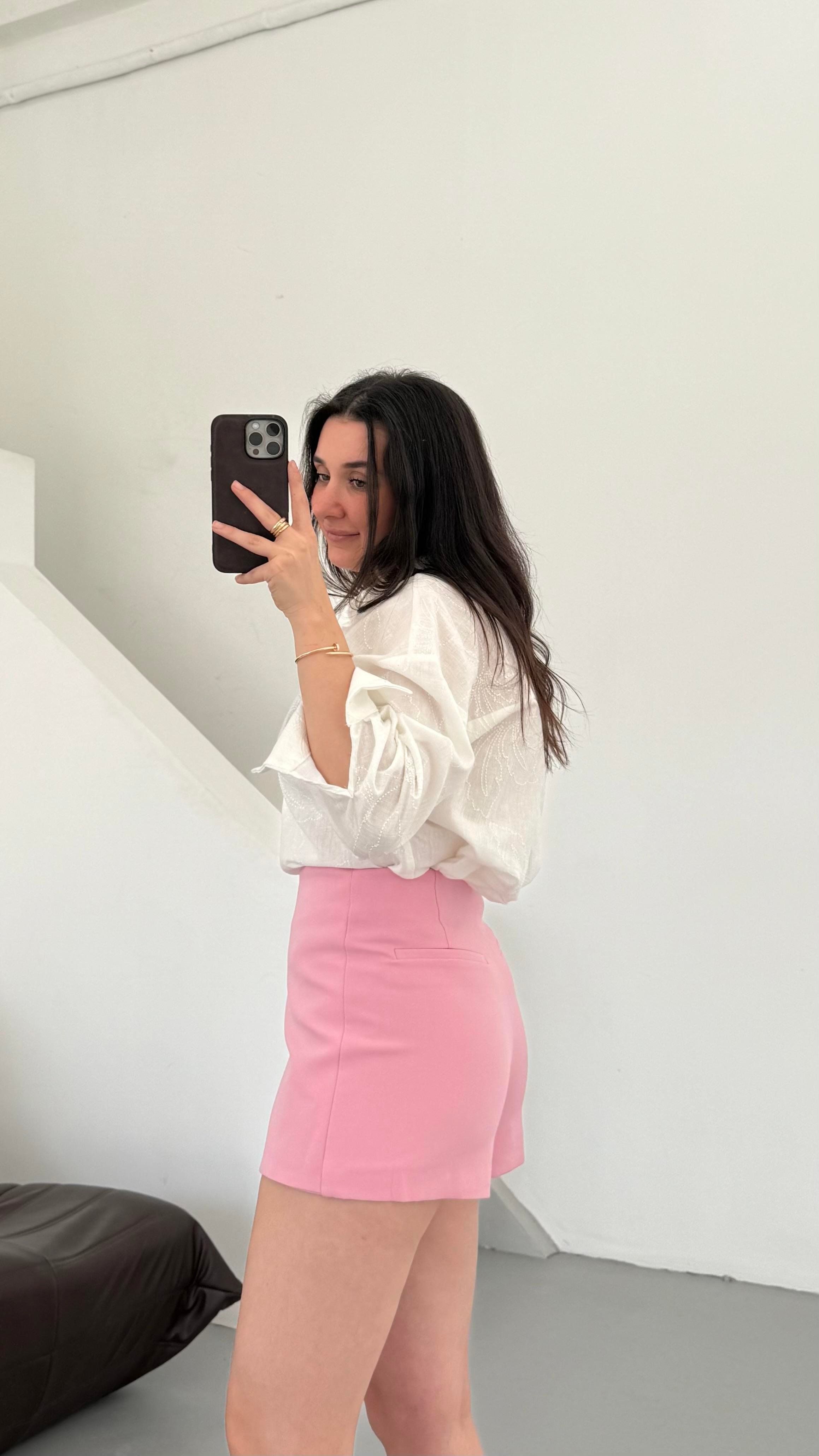 Marka Pembe Mini Şort Etek