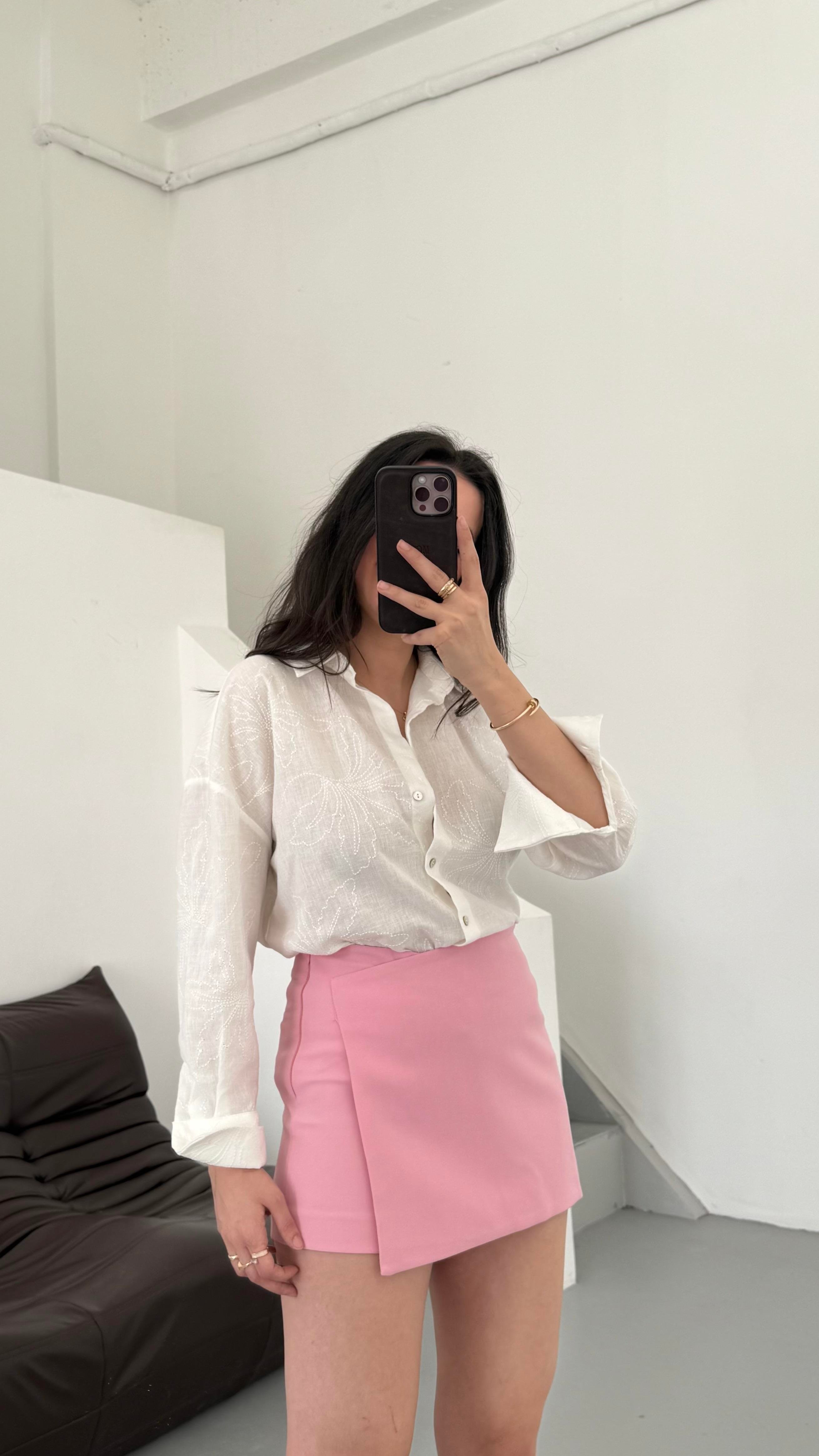 Marka Pembe Mini Şort Etek