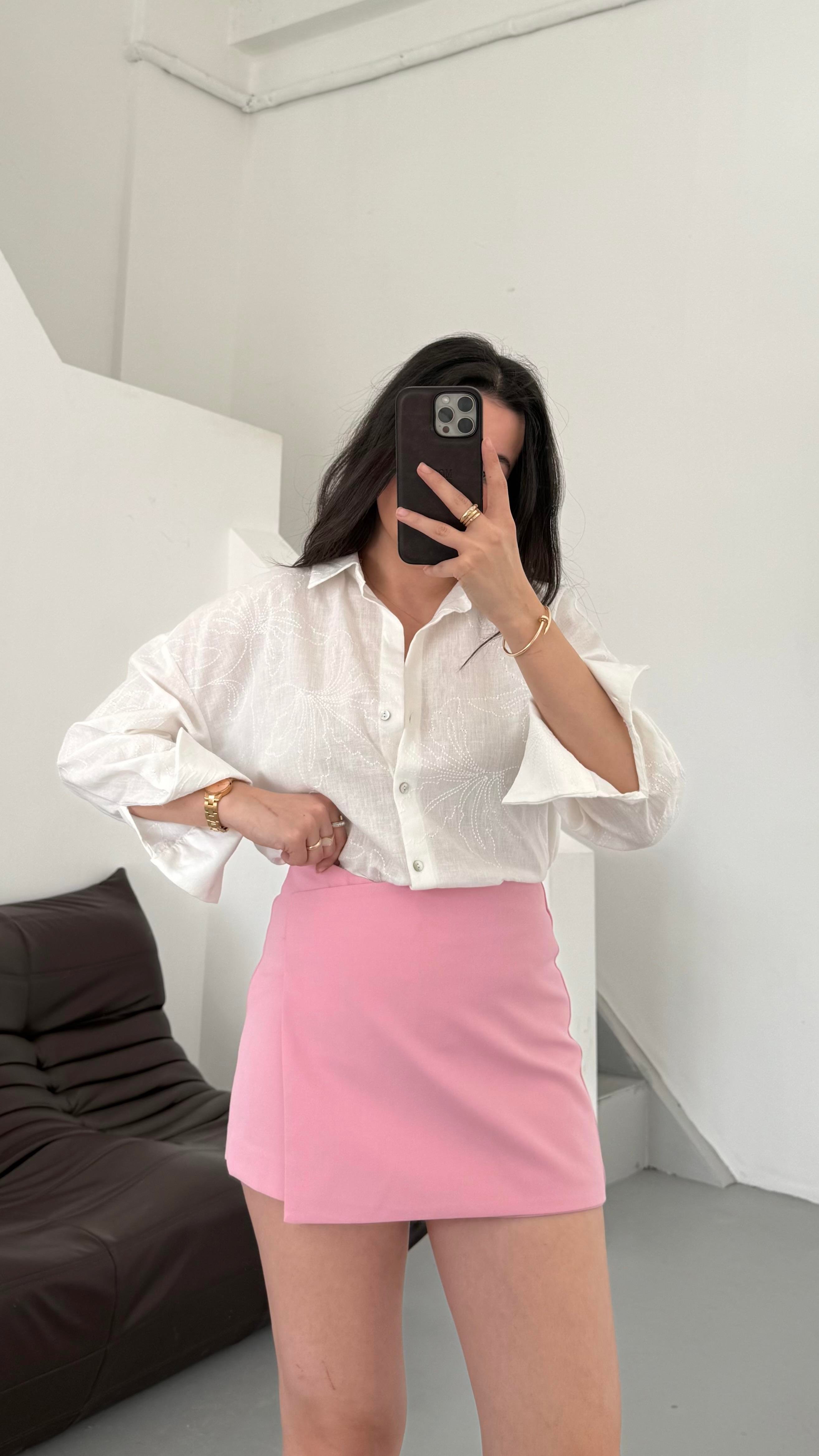 Marka Pembe Mini Şort Etek