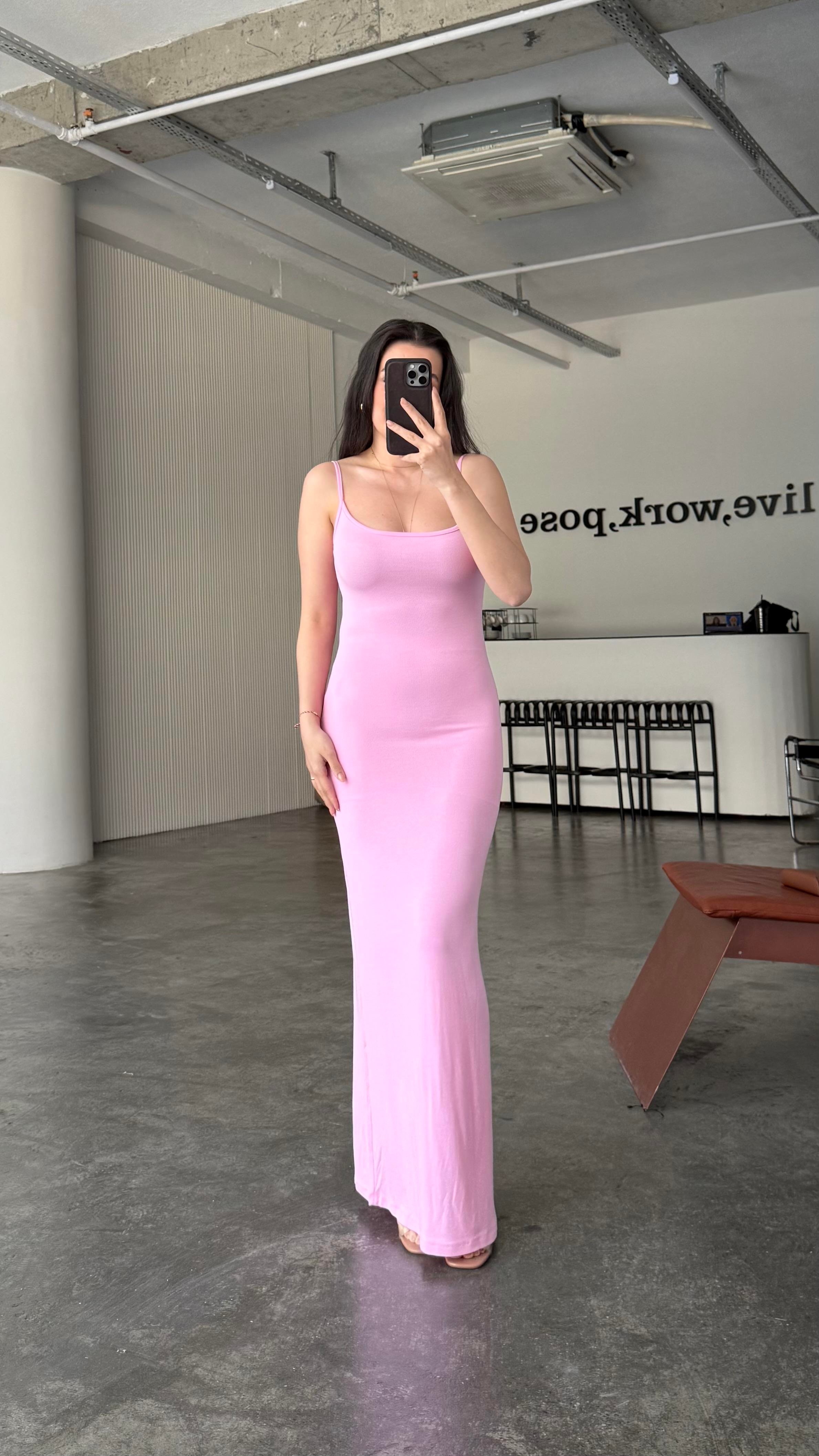 Marka Pembe Soft Touch Maxi Elbise