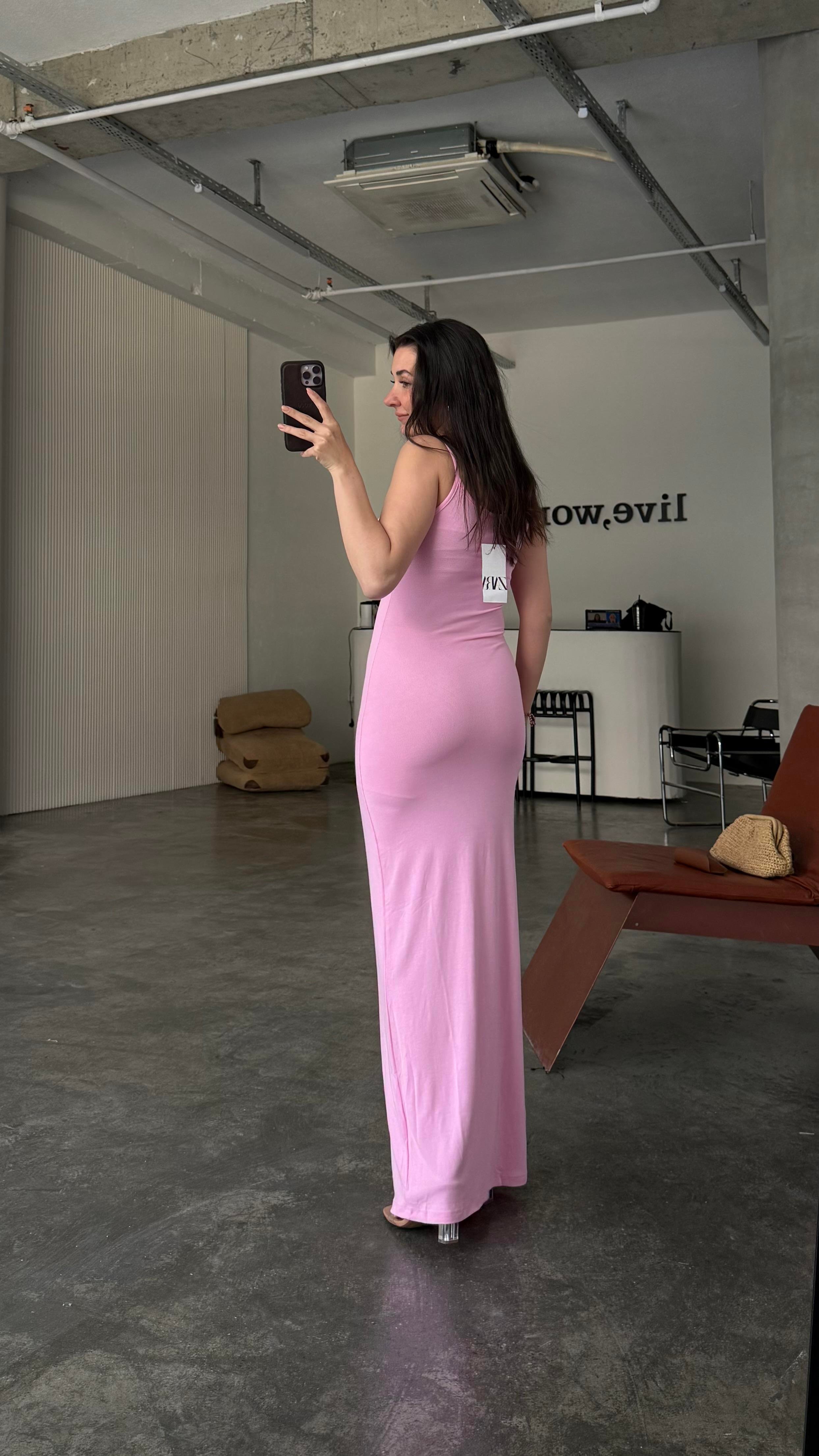 Marka Pembe Soft Touch Maxi Elbise