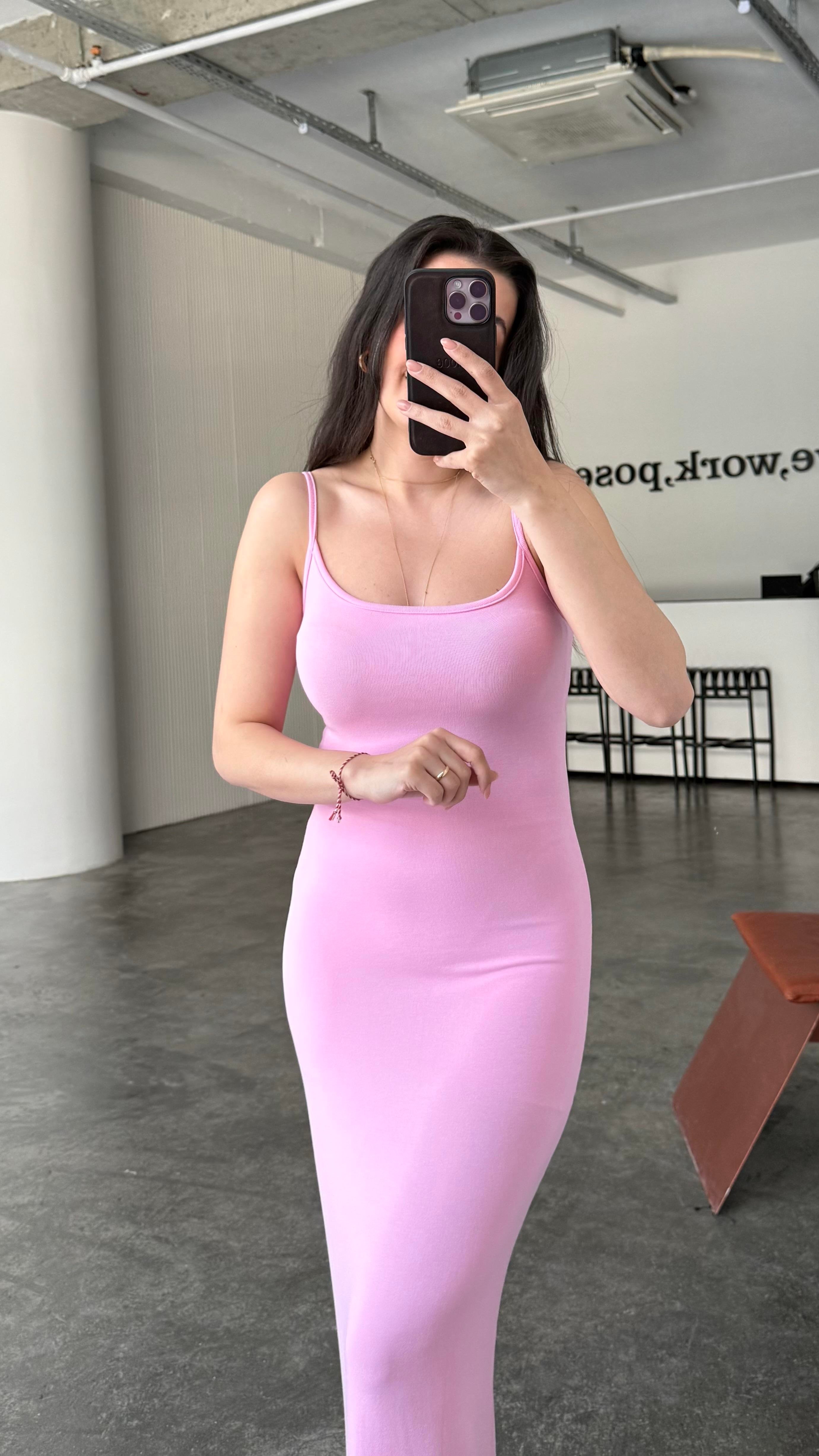 Marka Pembe Soft Touch Maxi Elbise