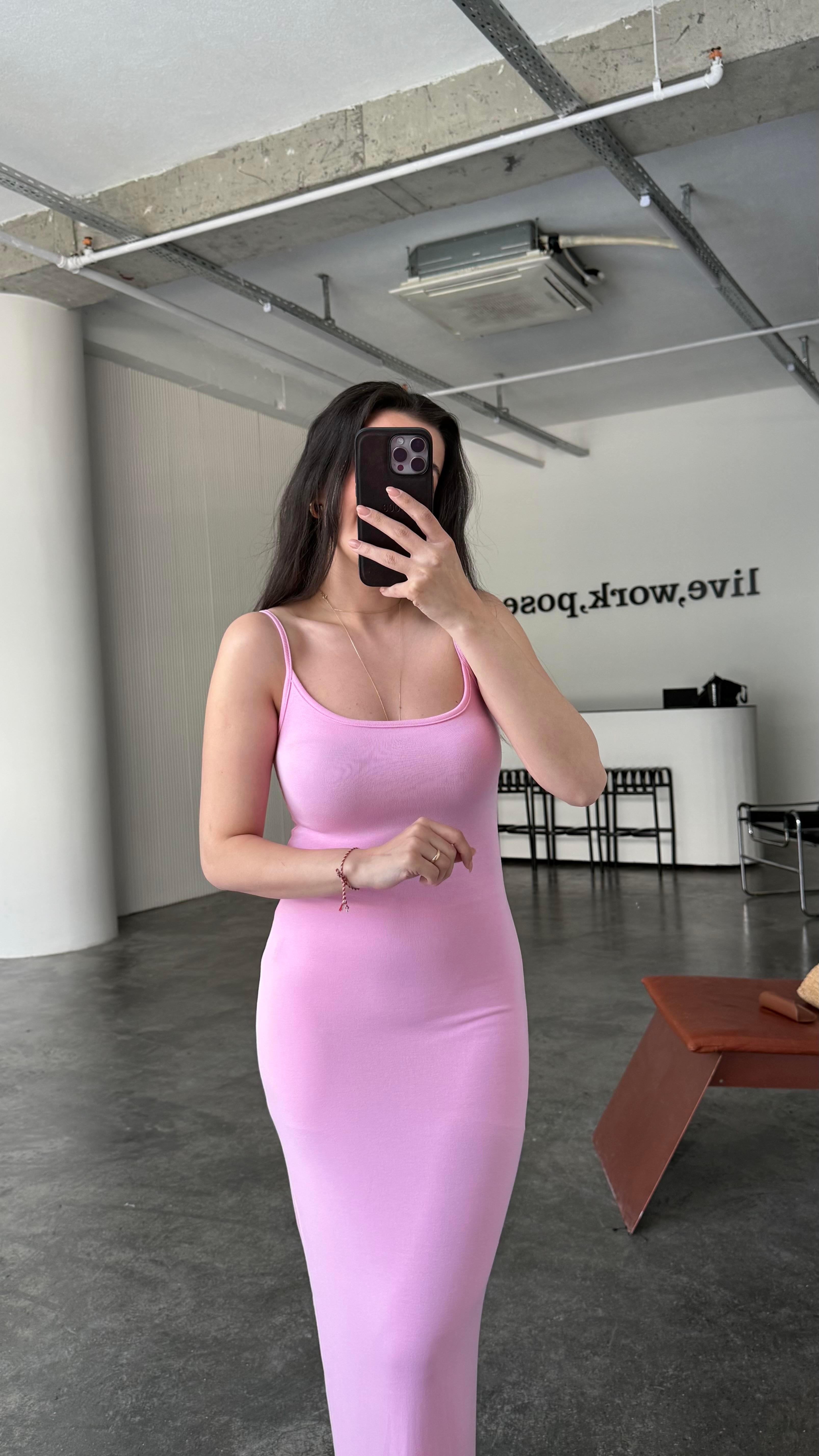 Marka Pembe Soft Touch Maxi Elbise