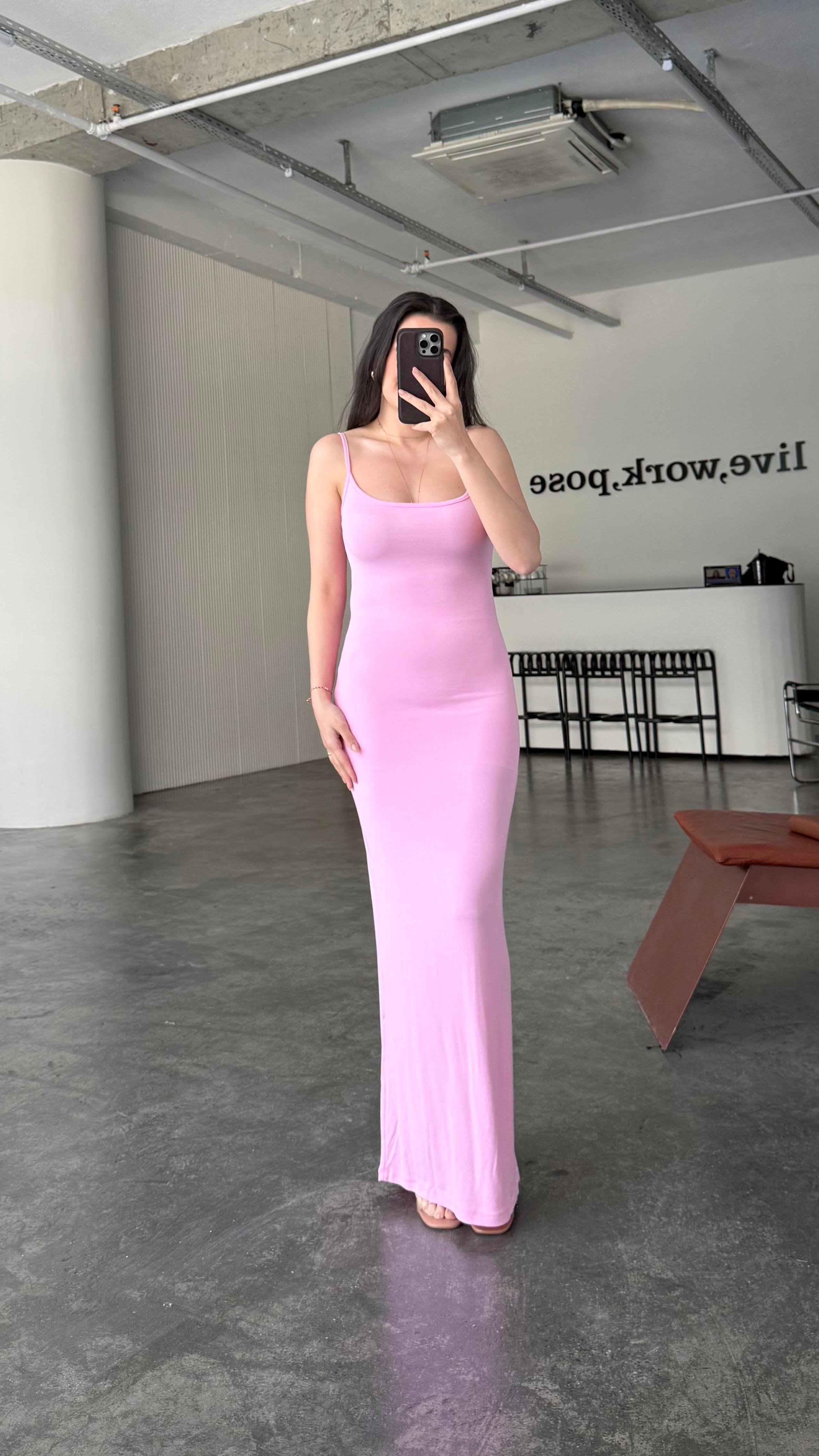 Marka Pembe Soft Touch Maxi Elbise