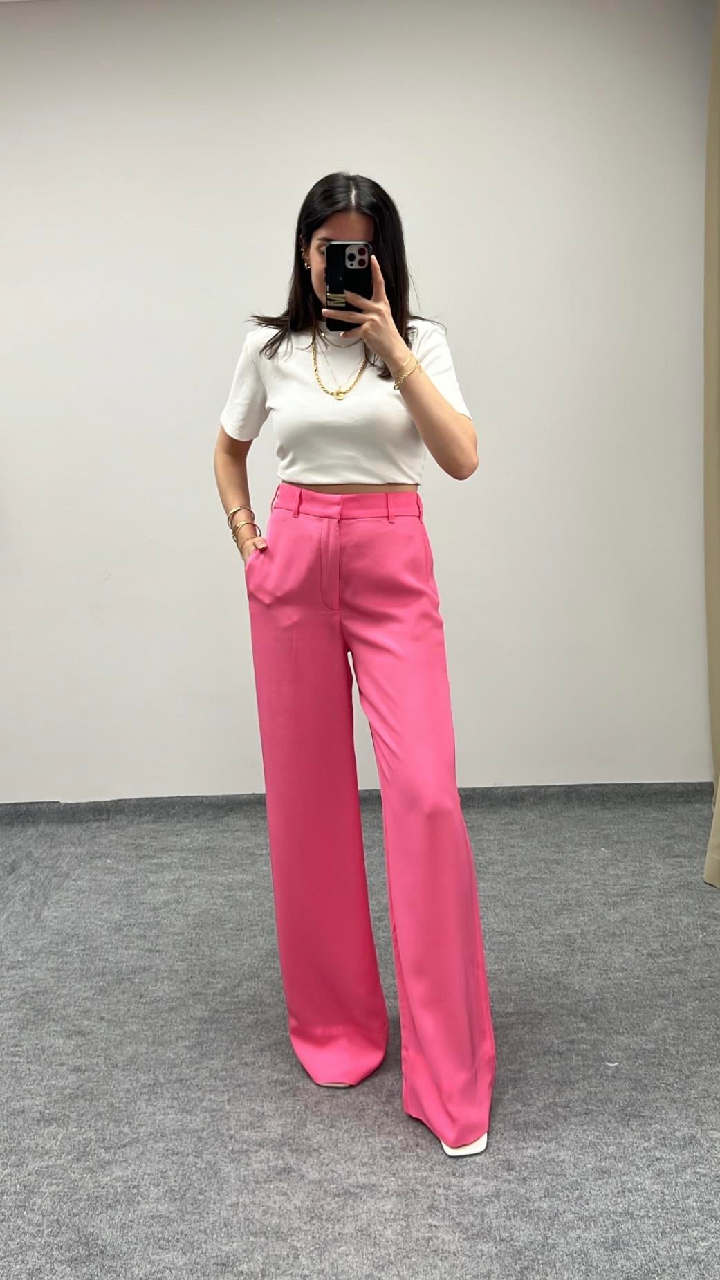Marka Pembe Yüksek Bel Straıght Pantolon