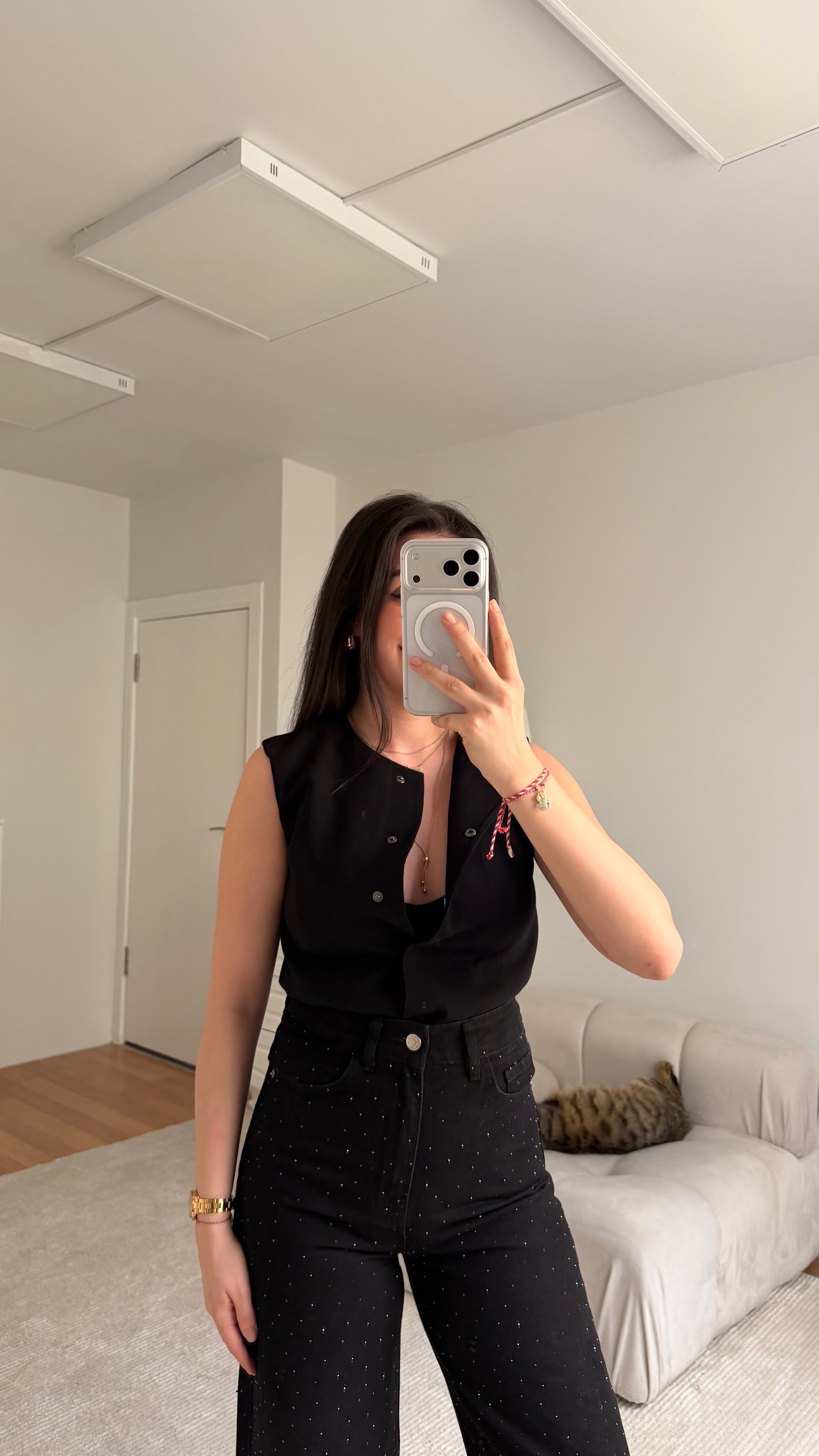 Marka Siyah Astarlı Basic Yelek