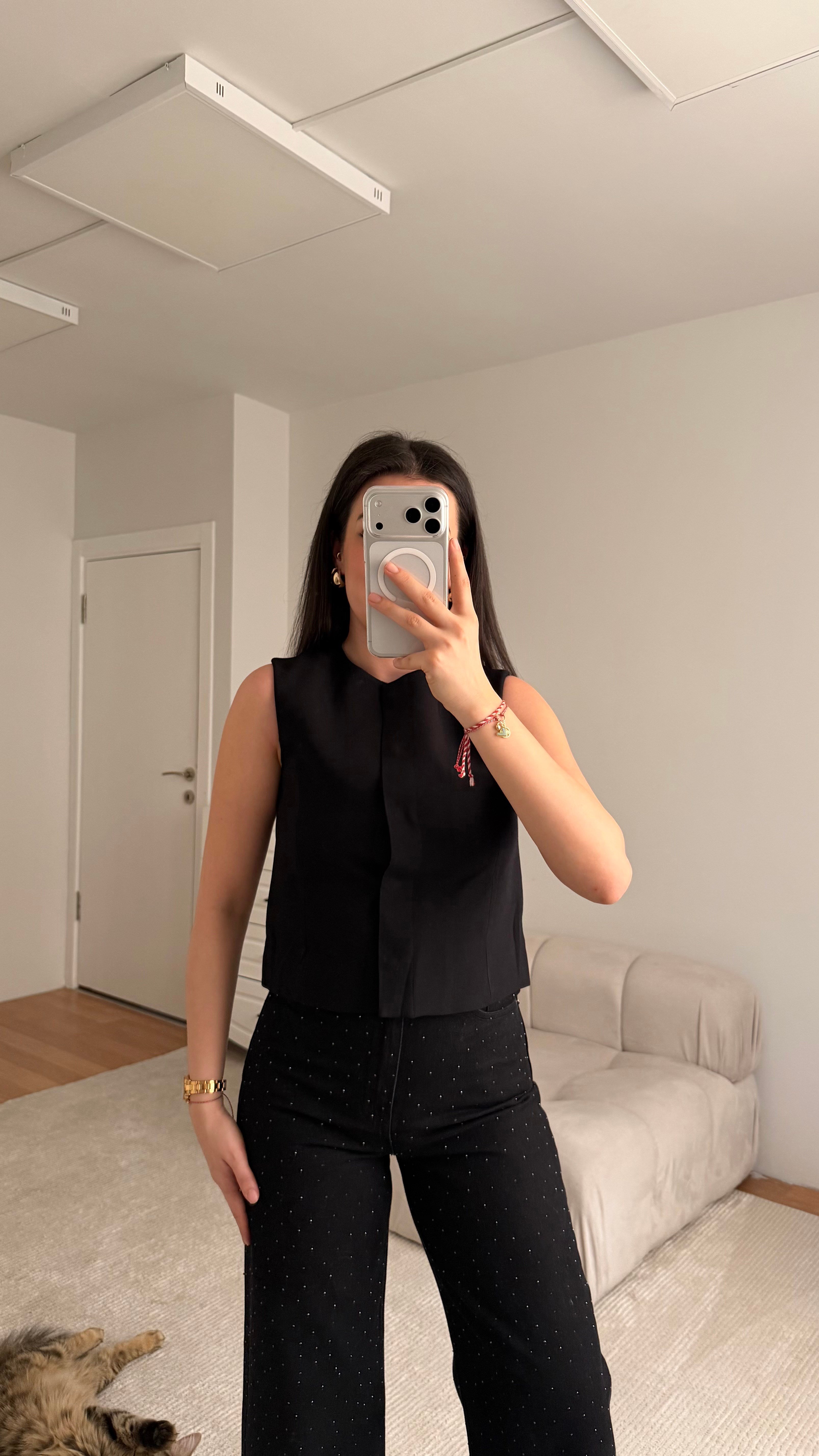 Marka Siyah Astarlı Basic Yelek