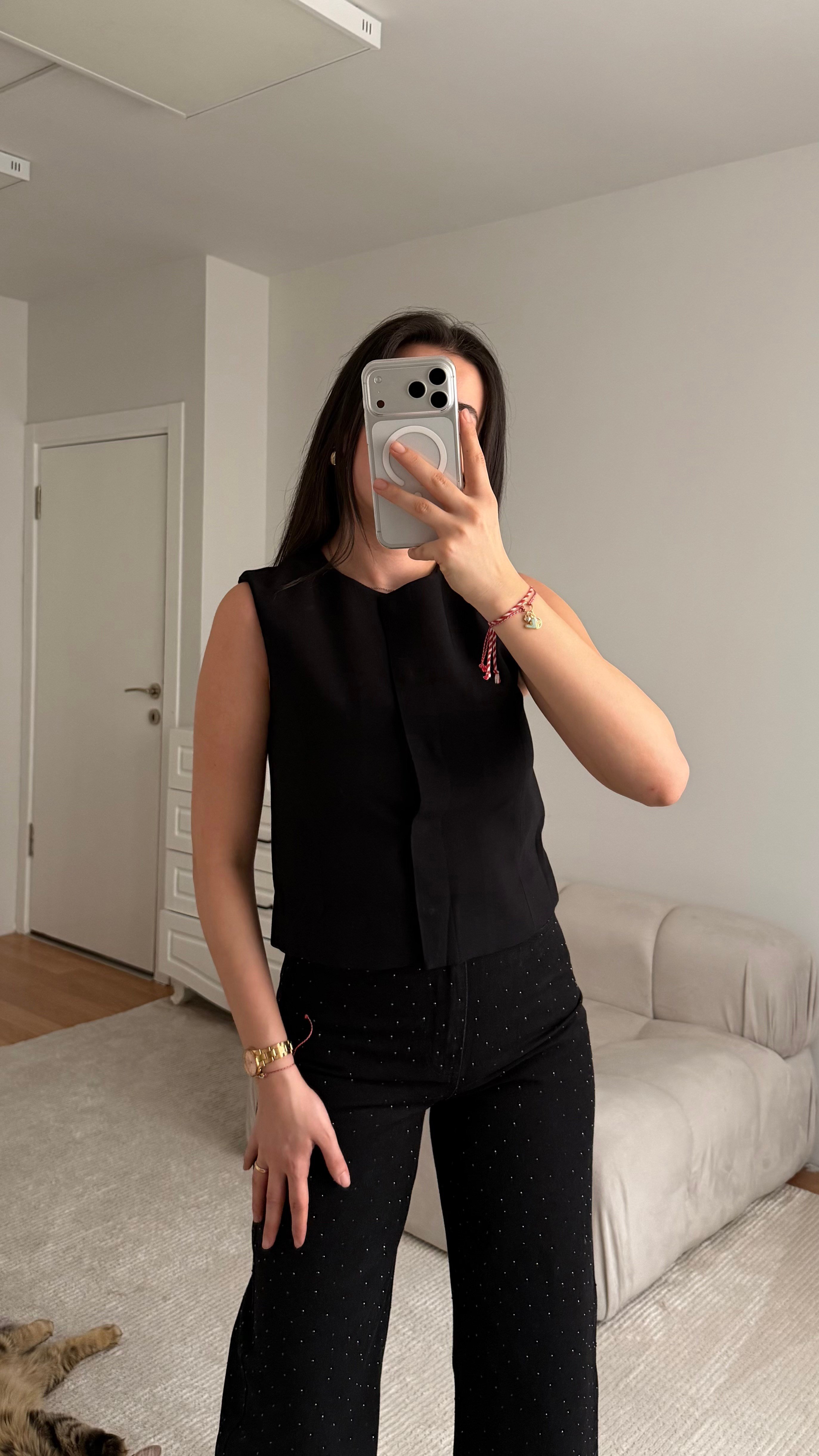 Marka Siyah Astarlı Basic Yelek