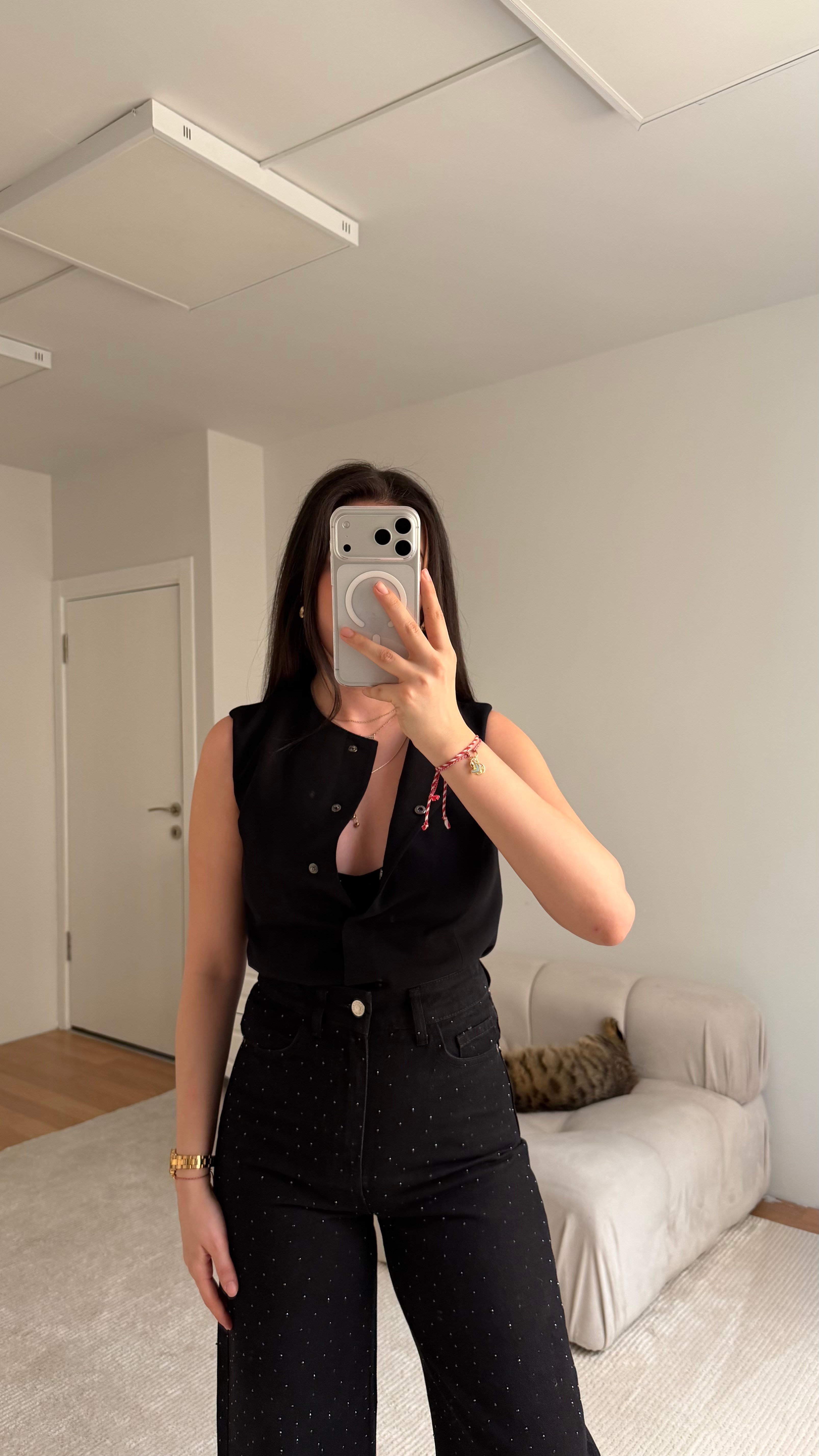 Marka Siyah Astarlı Basic Yelek