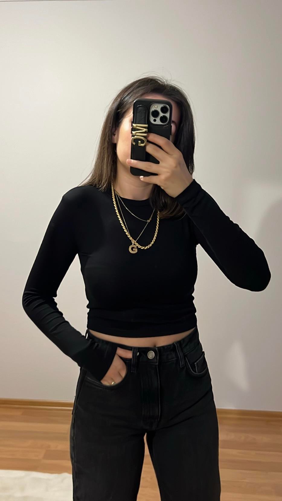 MARKA SİYAH BASIC UZUK KOLLU BADİ