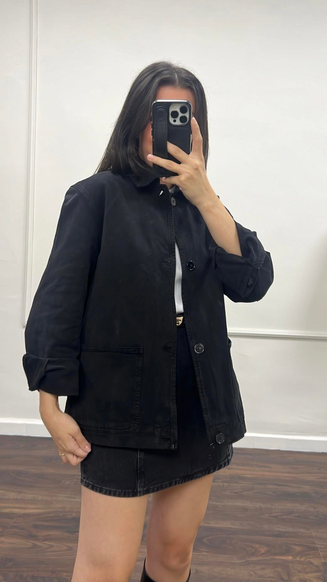 Marka Siyah Denim Ceket 