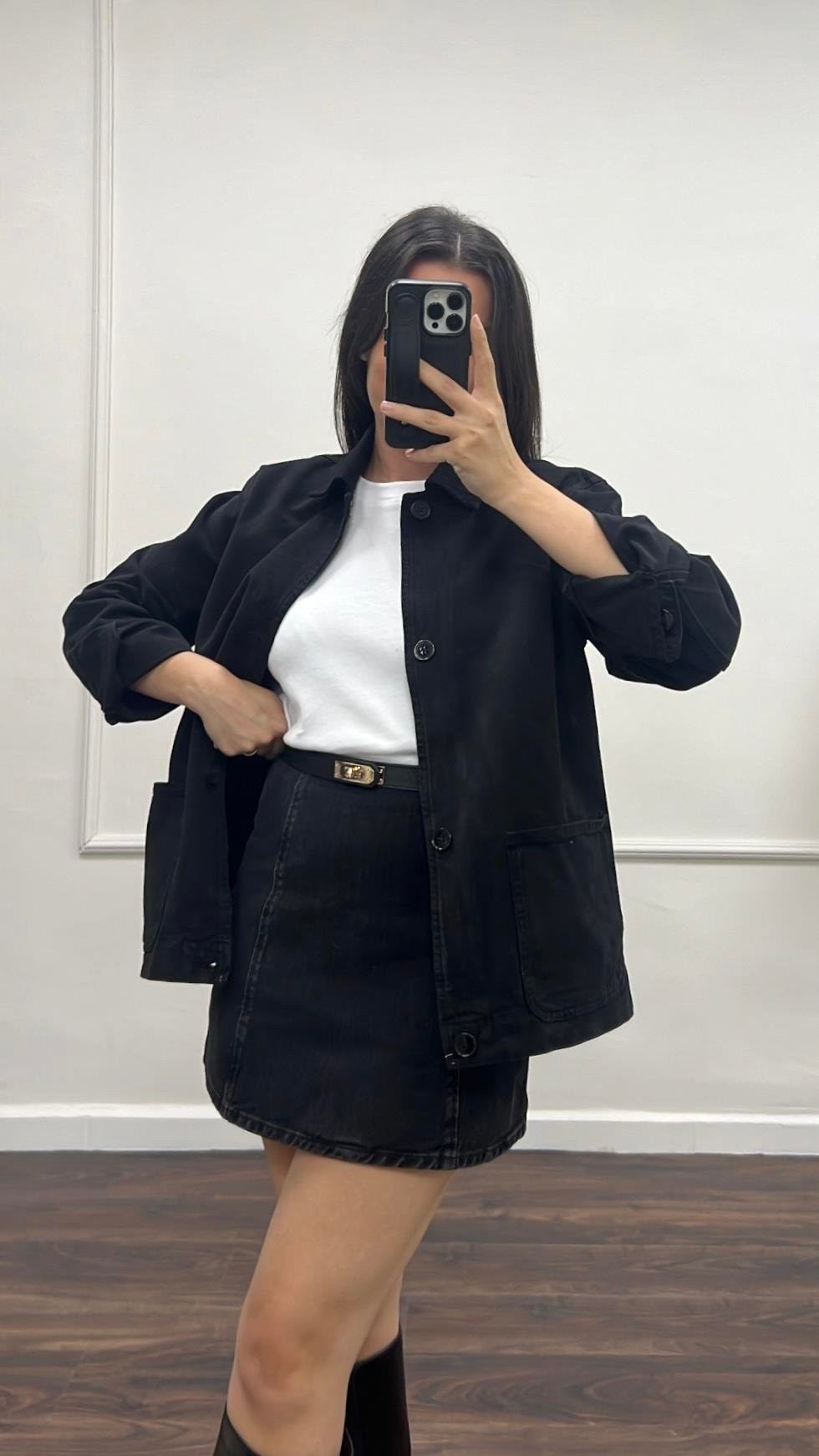 Marka Siyah Denim Ceket 