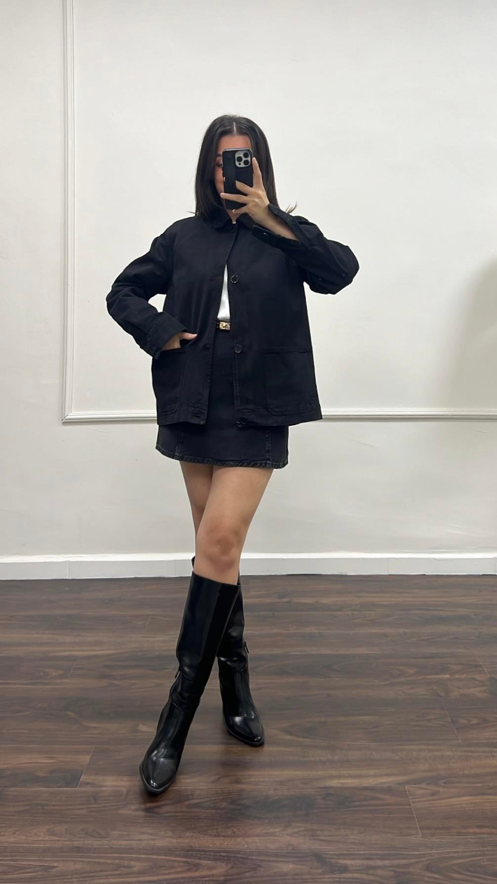 Marka Siyah Denim Ceket 