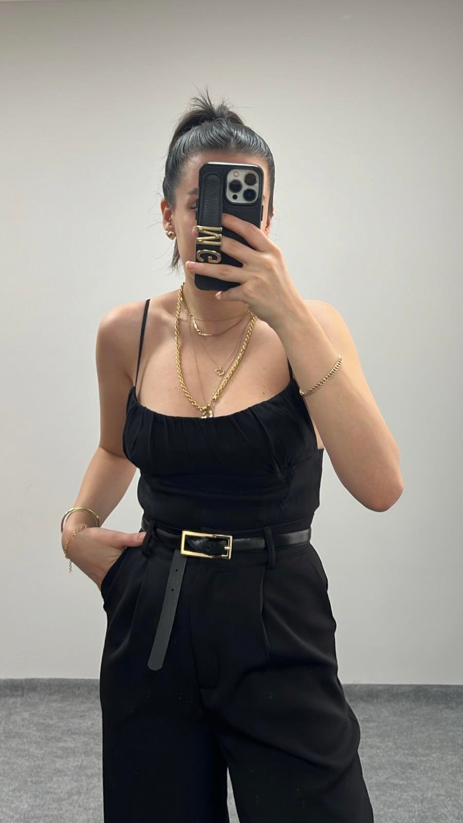 MARKA SİYAH DRAPELİ KORSE TOP