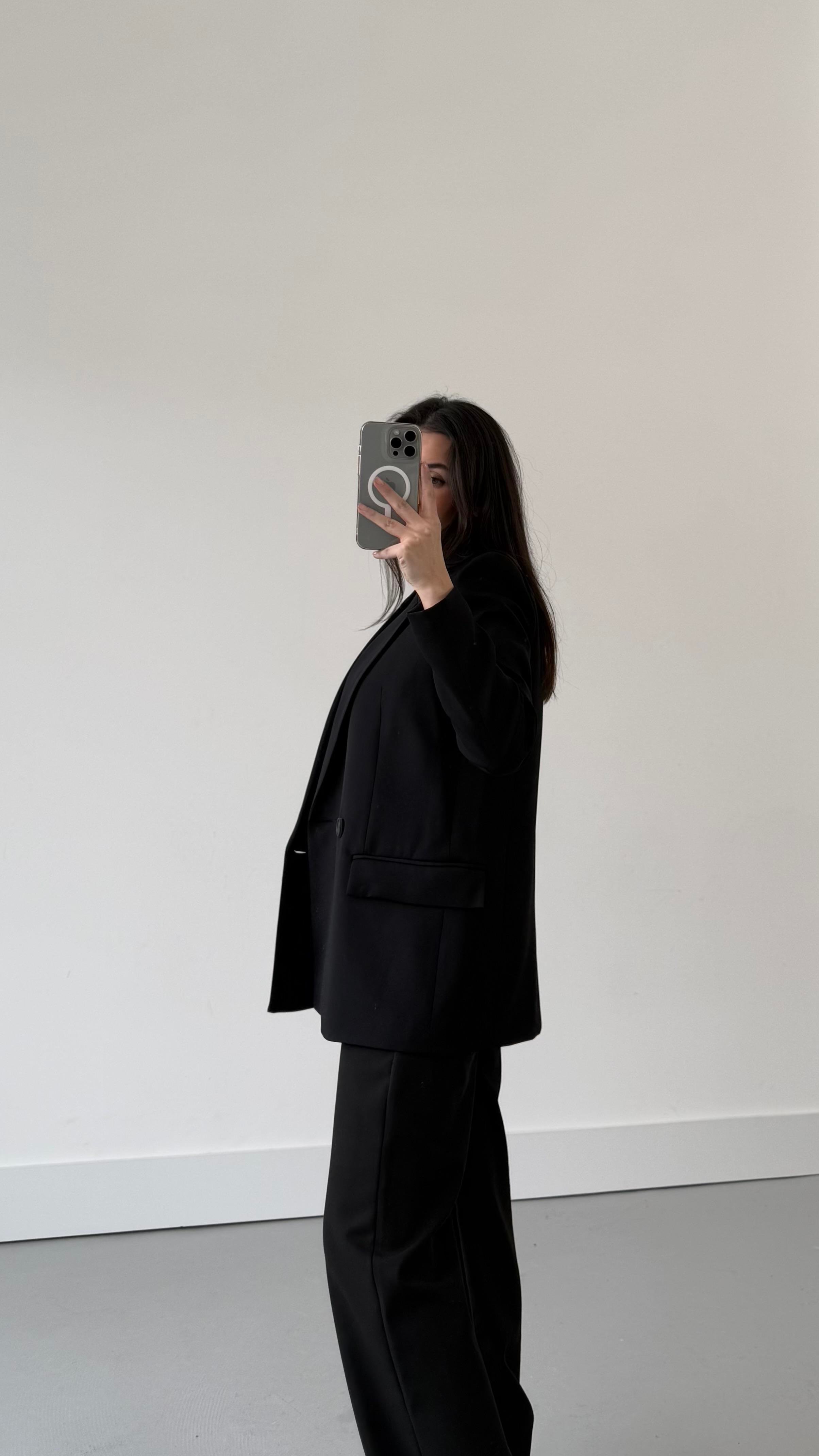 Marka Siyah Kruvaze Blazer