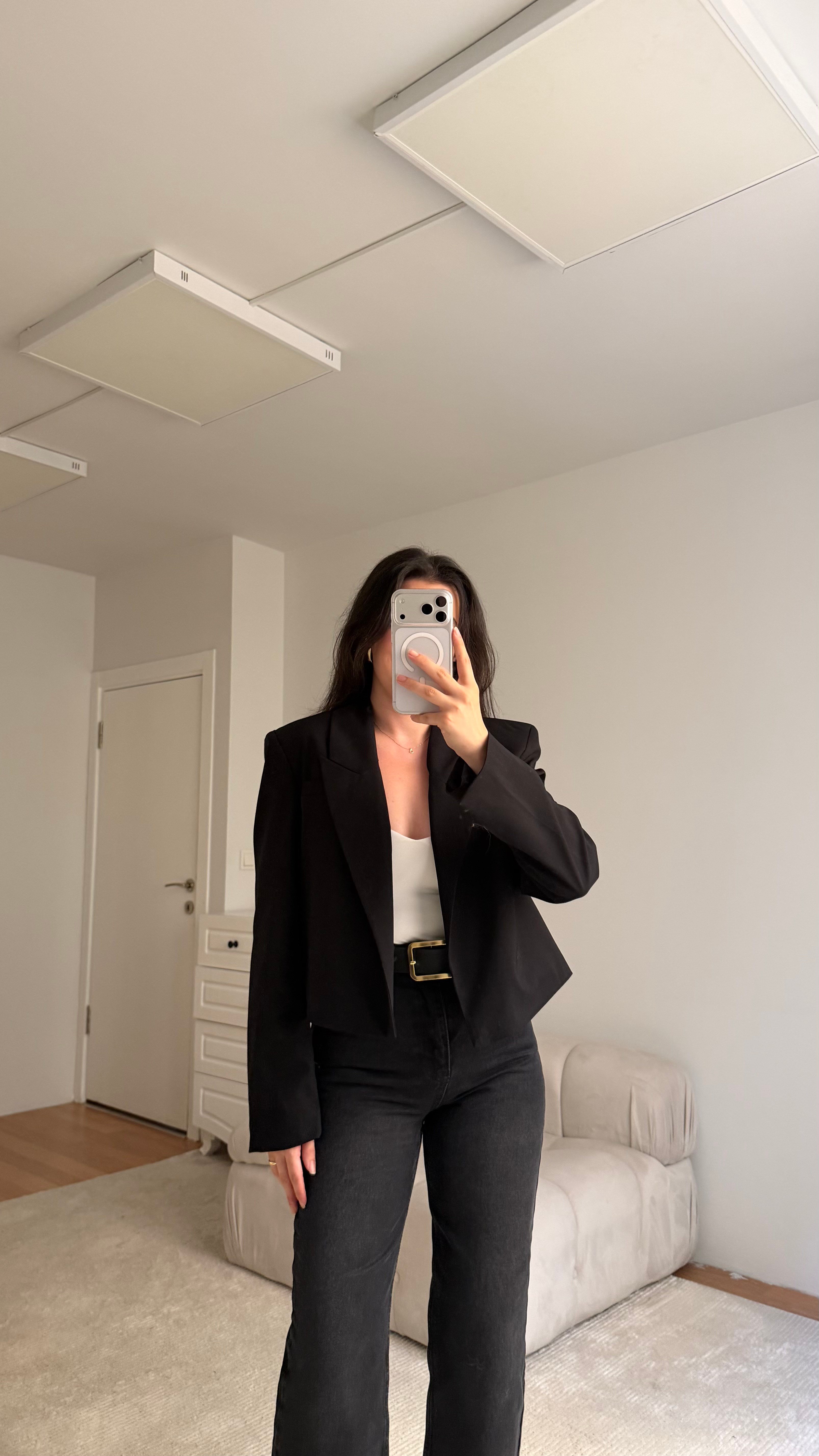 Marka Siyah Kruvaze Kesim Vatkalı Blazer Ceket