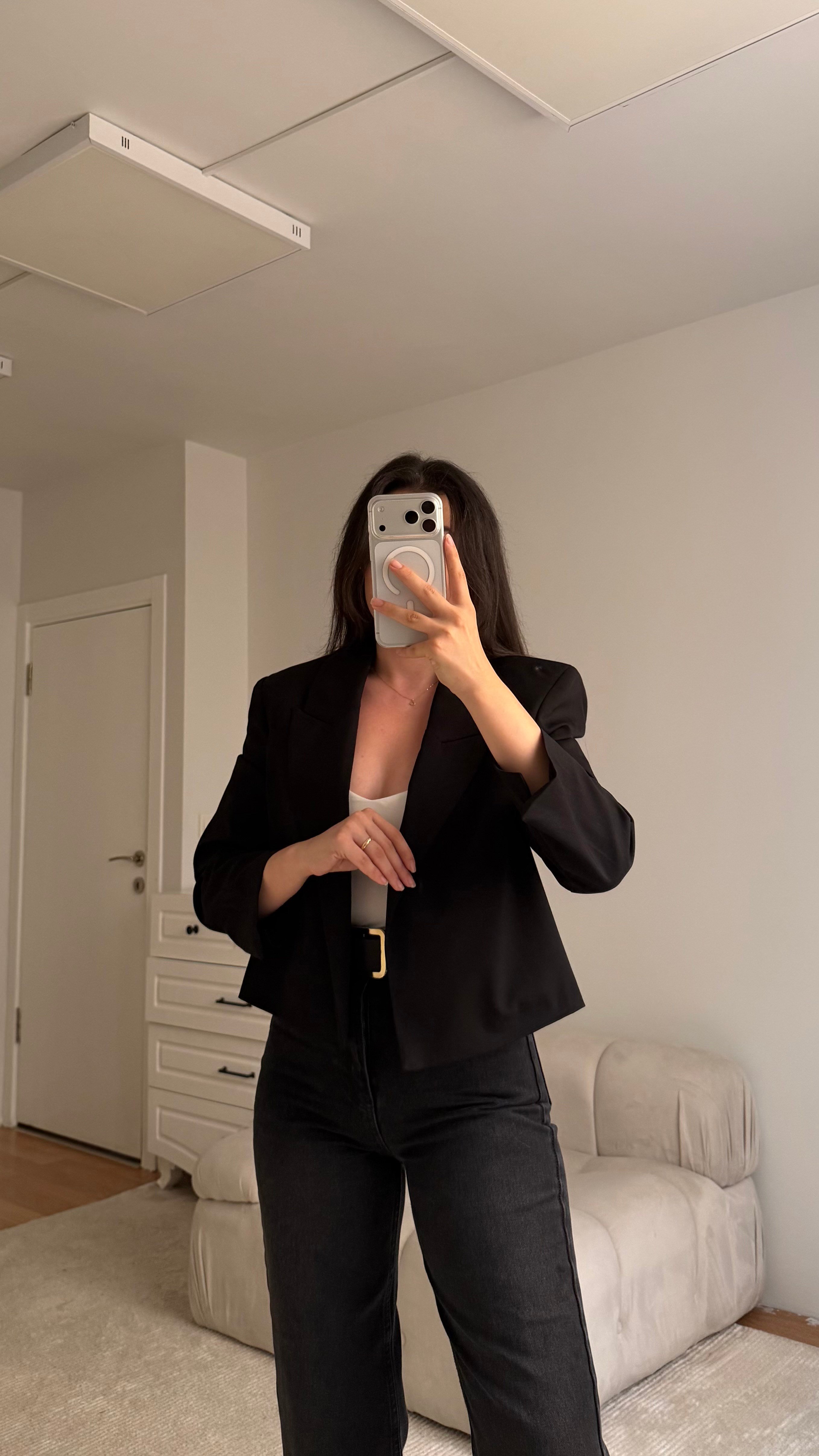 Marka Siyah Kruvaze Kesim Vatkalı Blazer Ceket