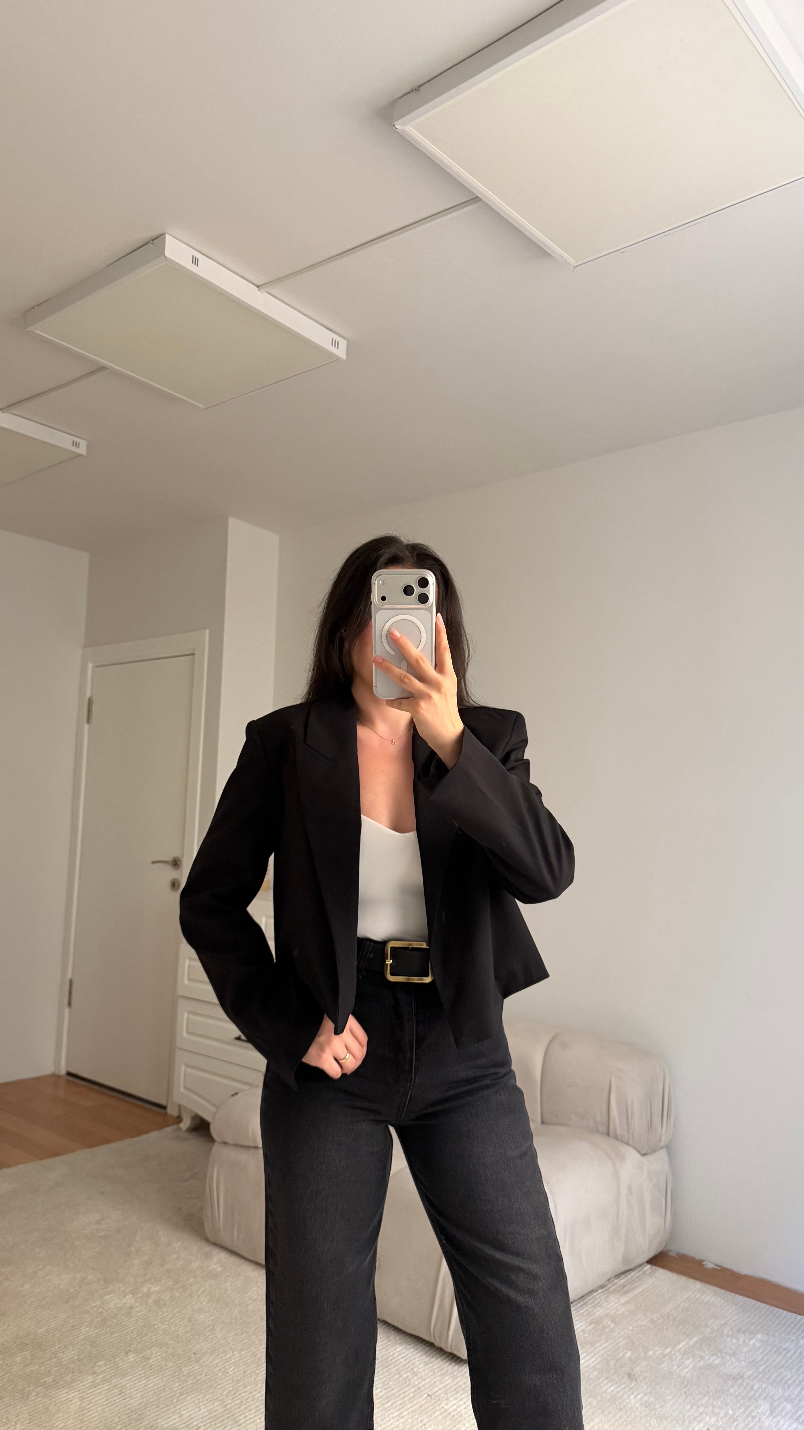 Marka Siyah Kruvaze Kesim Vatkalı Blazer Ceket
