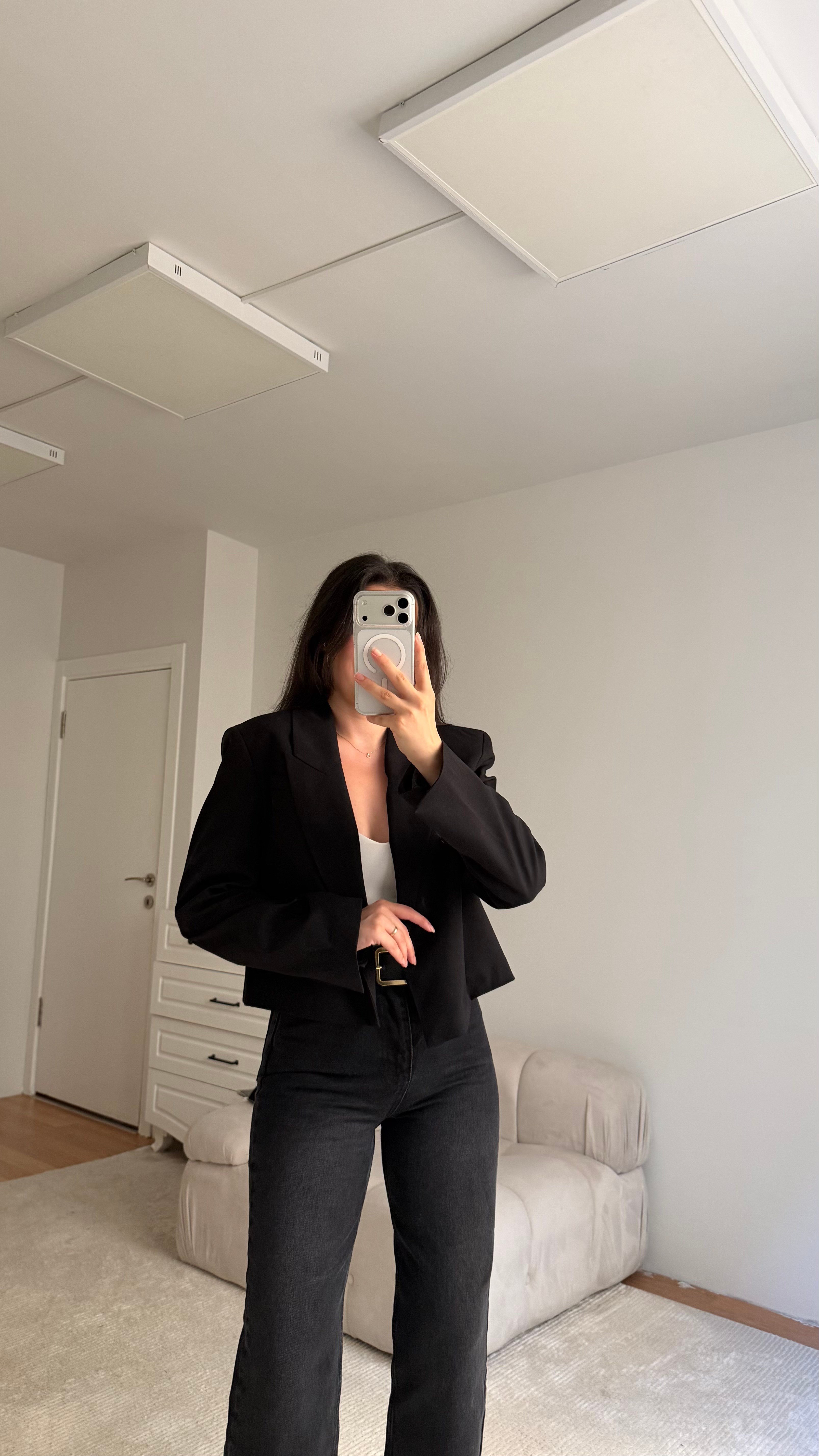 Marka Siyah Kruvaze Kesim Vatkalı Blazer Ceket