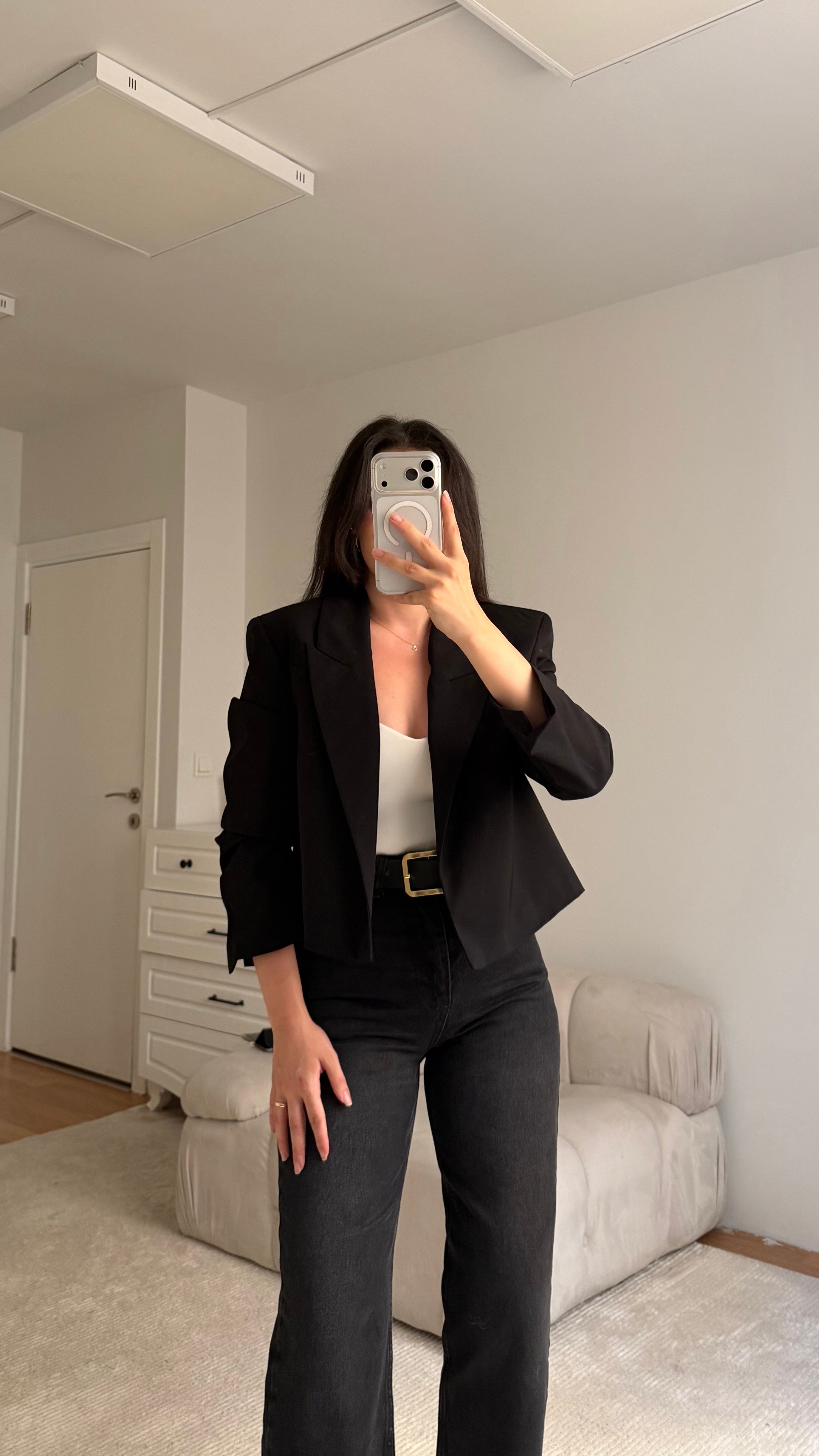 Marka Siyah Kruvaze Kesim Vatkalı Blazer Ceket