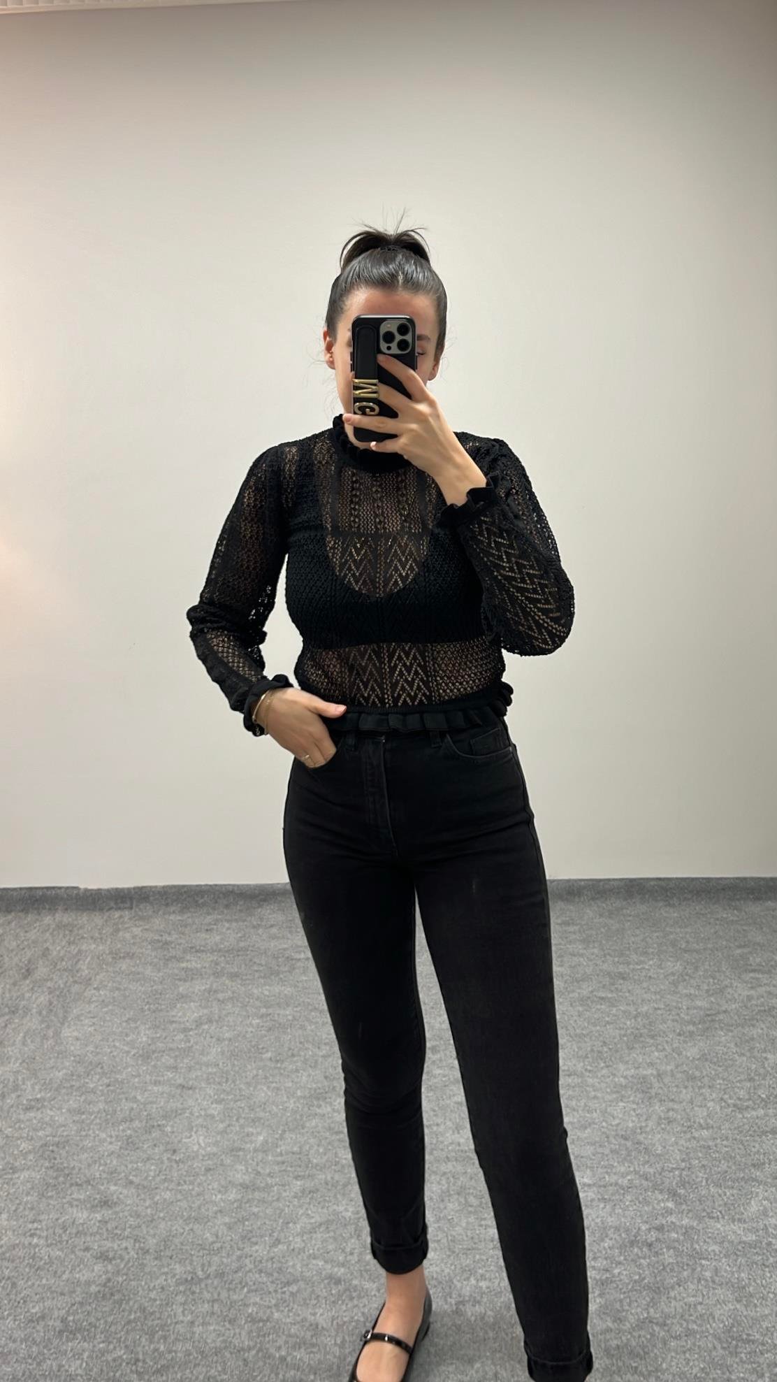 MARKA SİYAH ÖRME TRİKO BLUZ