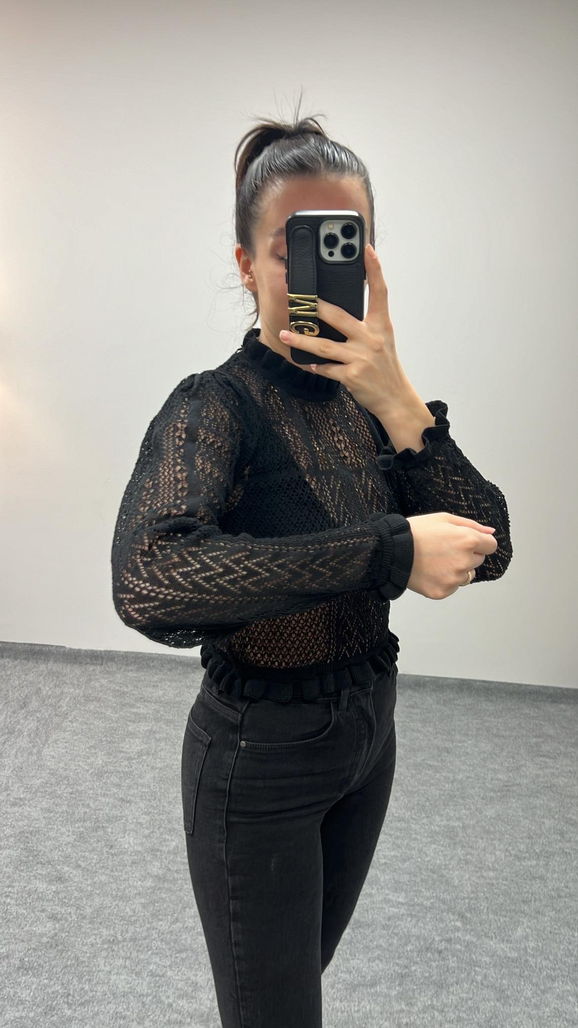 MARKA SİYAH ÖRME TRİKO BLUZ