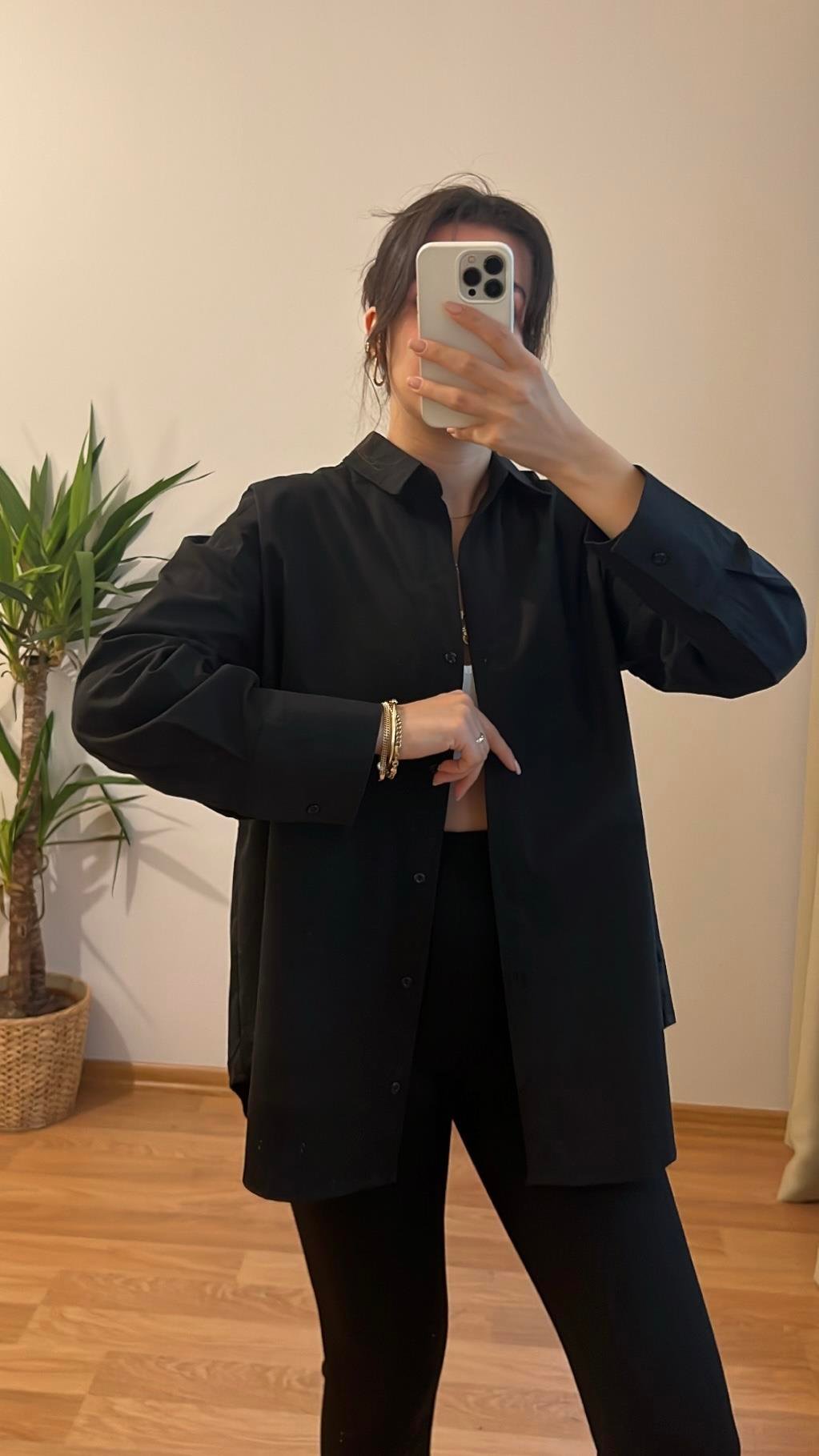 MARKA SİYAH POPLİN GÖMLEK