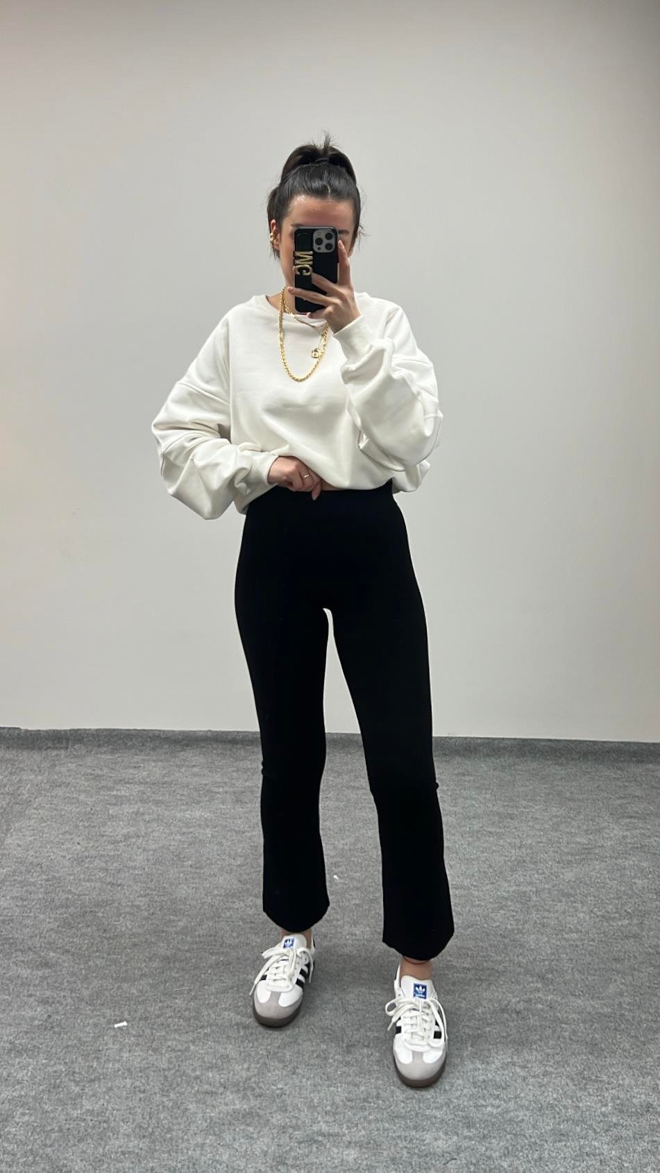 MARKA SİYAH SIK ÖRME FLARE TRİKO PANTOLON