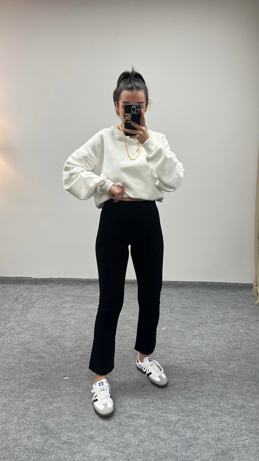 MARKA SİYAH SIK ÖRME FLARE TRİKO PANTOLON