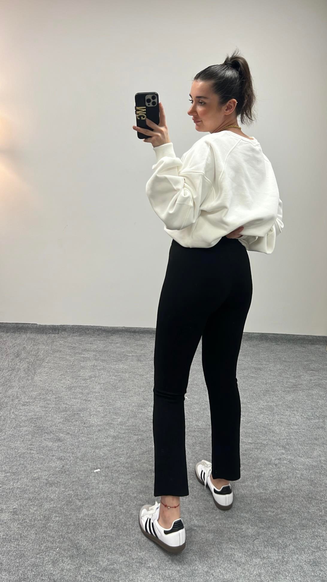 MARKA SİYAH SIK ÖRME FLARE TRİKO PANTOLON