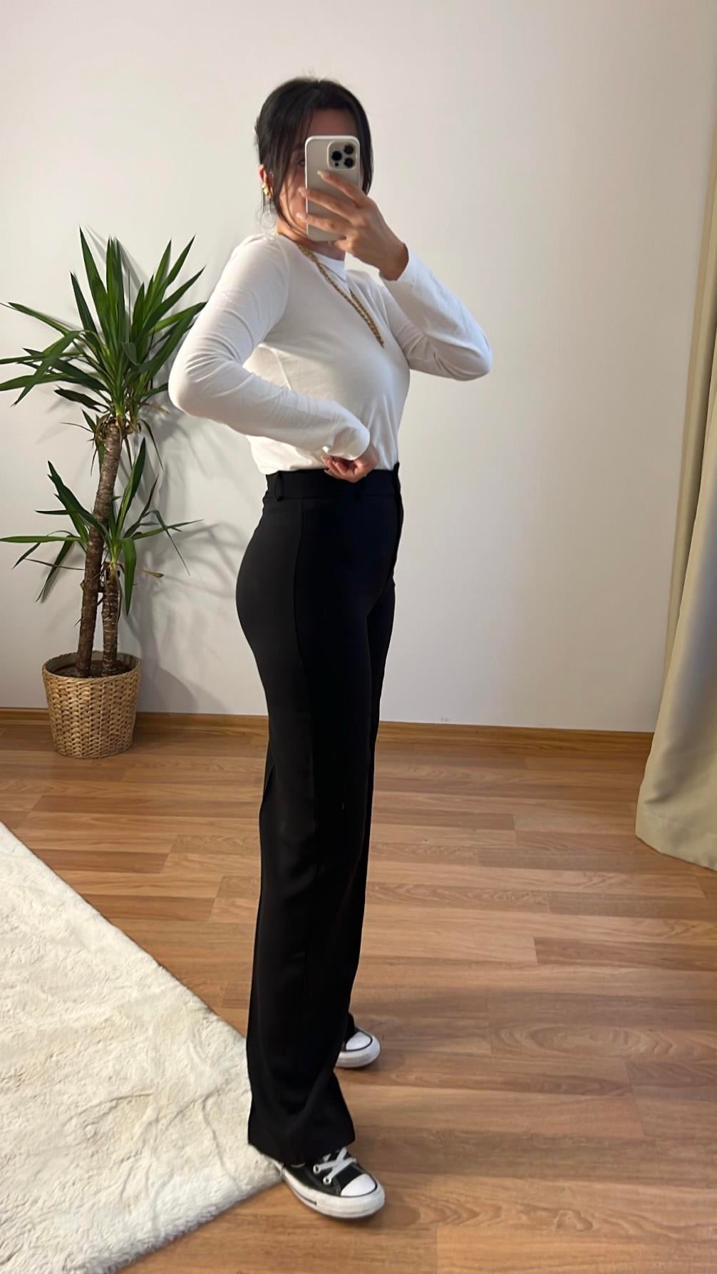 MARKA SİYAH STRAIGHT KUMAŞ PANTOLON