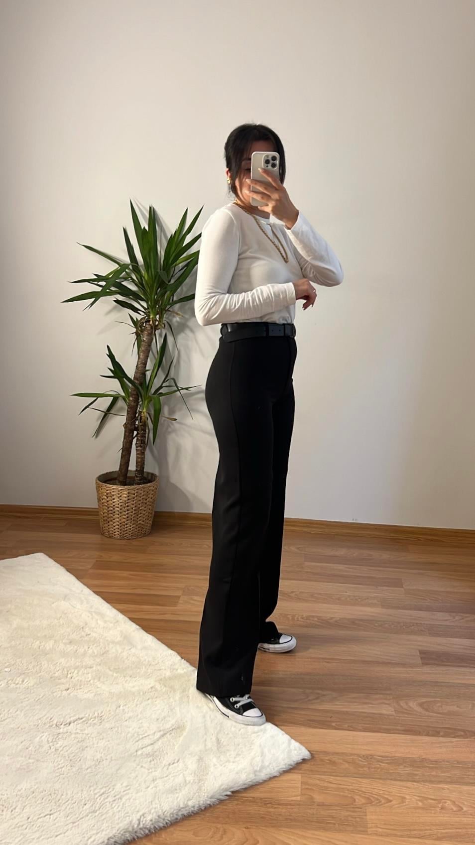 MARKA SİYAH STRAIGHT KUMAŞ PANTOLON
