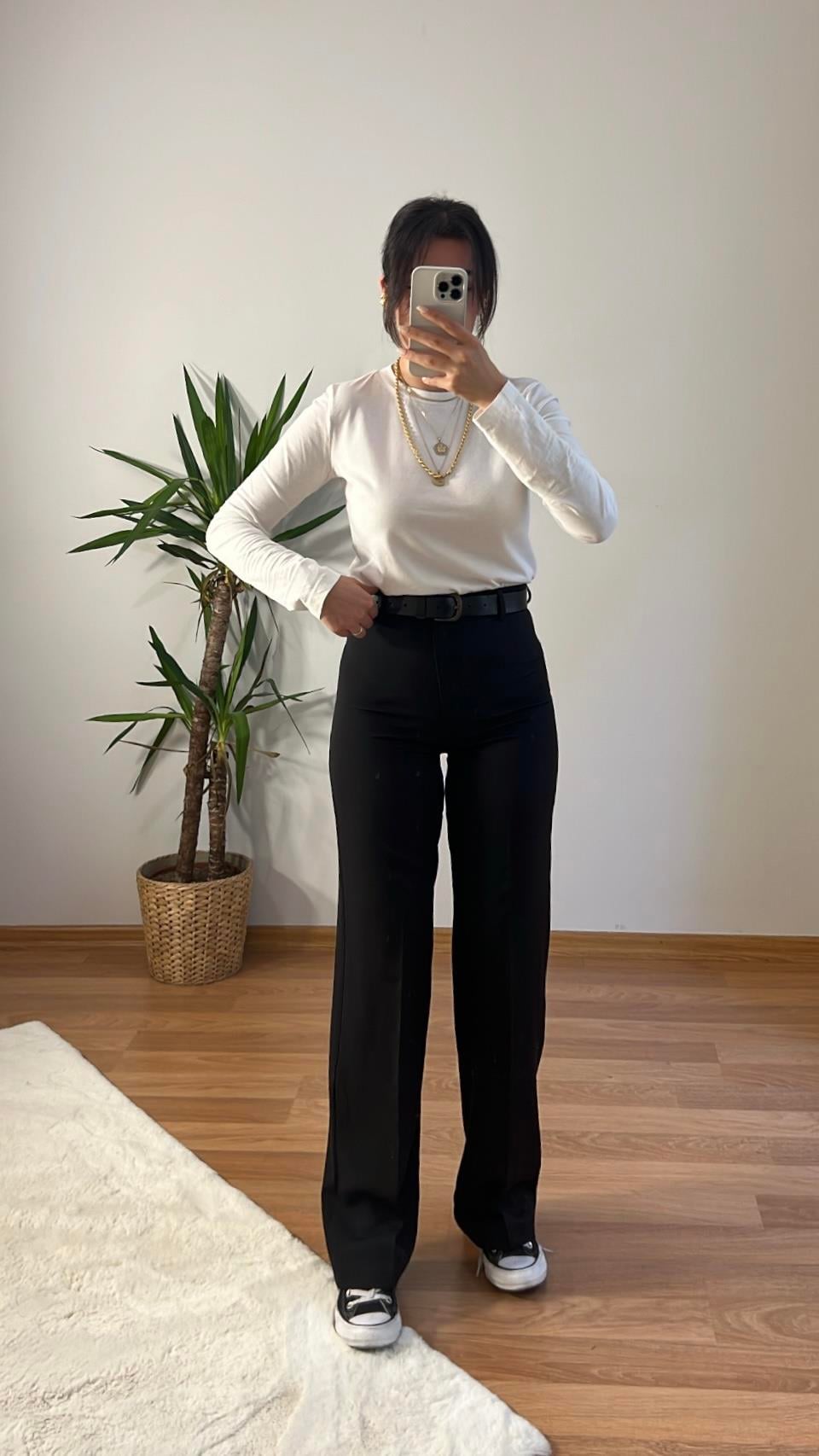 MARKA SİYAH STRAIGHT KUMAŞ PANTOLON