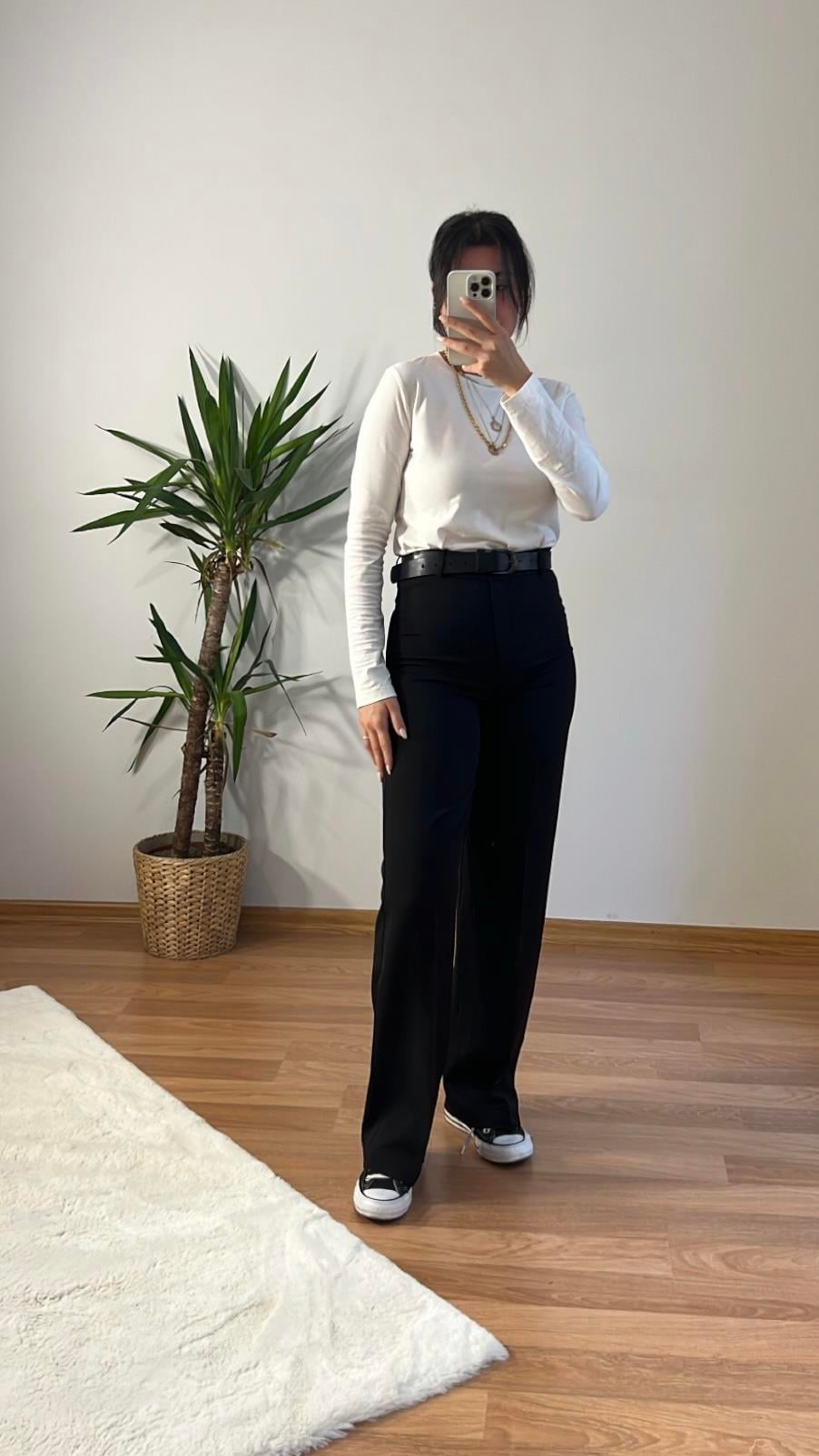 MARKA SİYAH STRAIGHT KUMAŞ PANTOLON