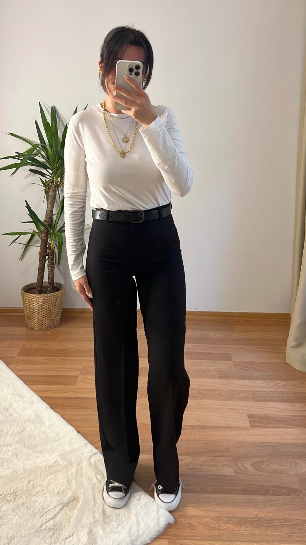 MARKA SİYAH STRAIGHT KUMAŞ PANTOLON