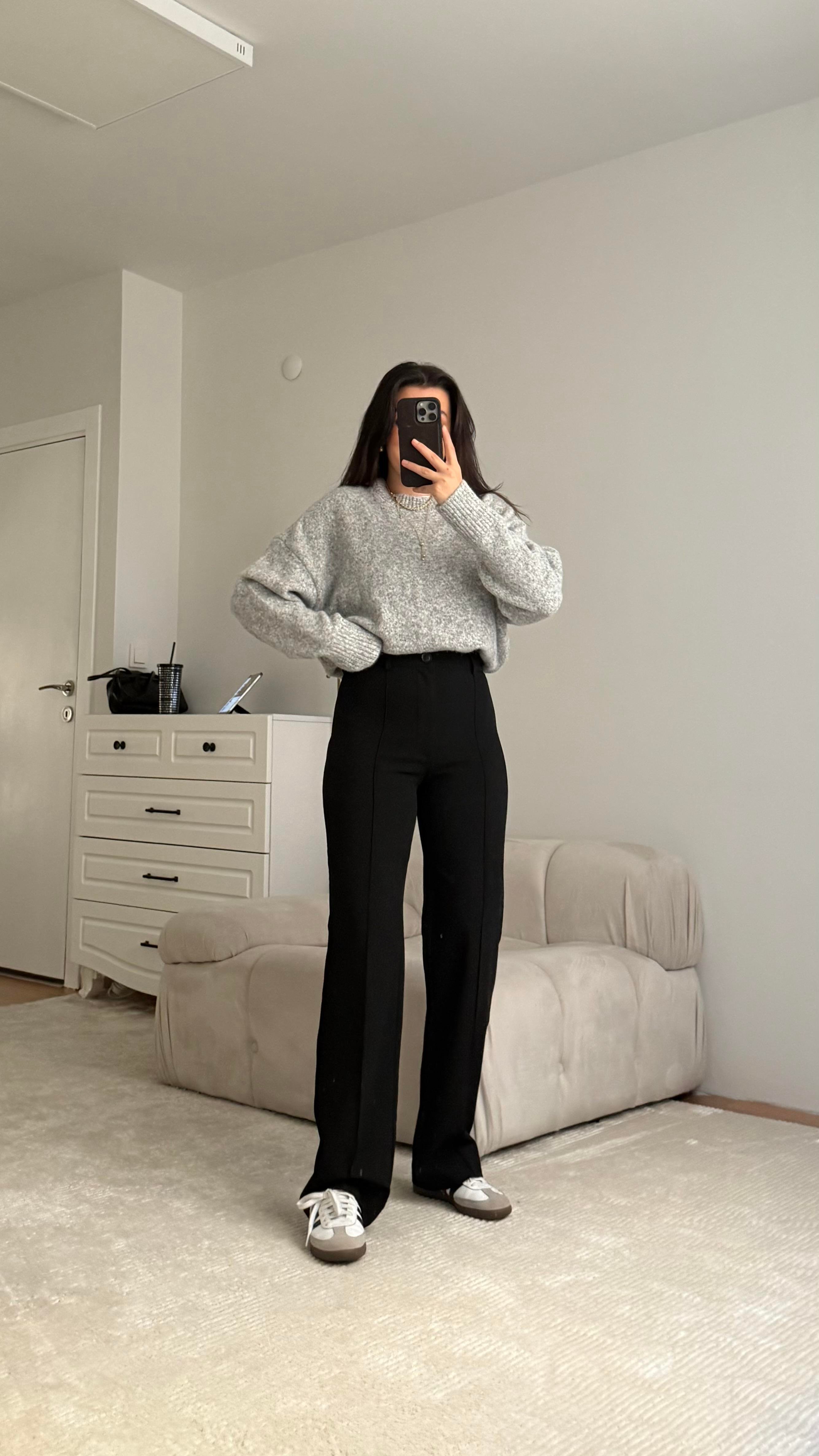 Marka Siyah  Straight Kumaş Pantolon