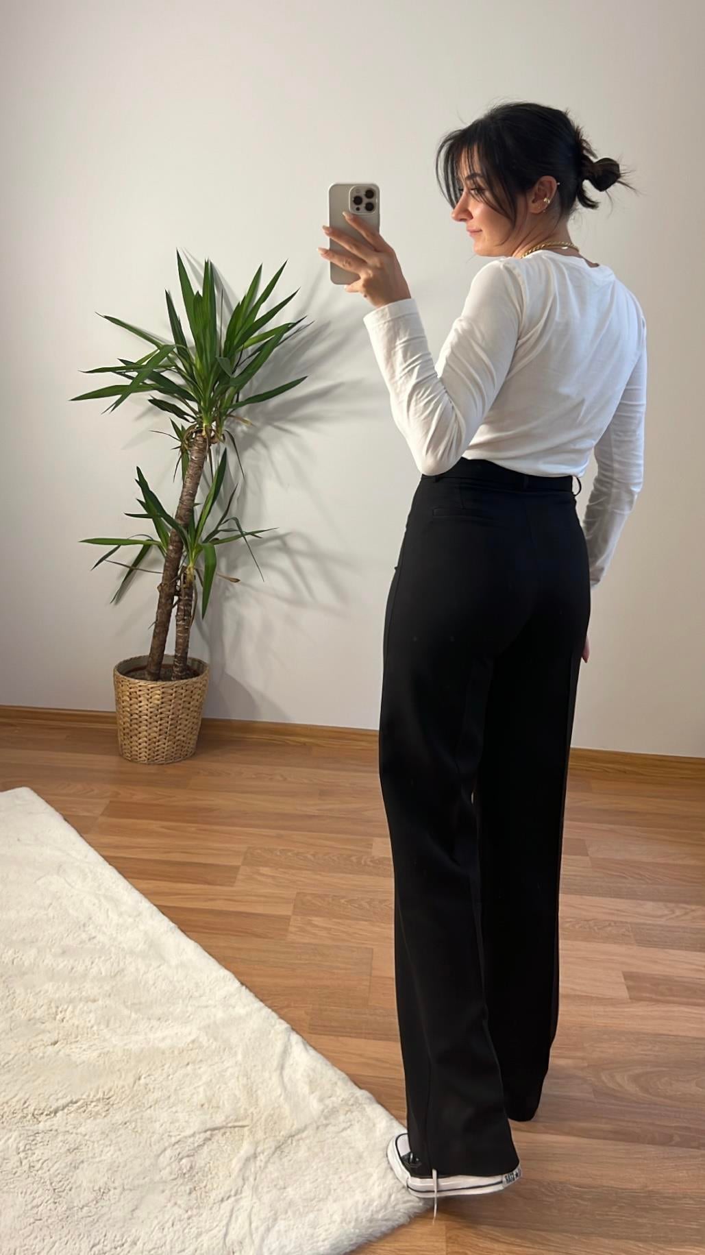 MARKA SİYAH STRAIGHT KUMAŞ PANTOLON